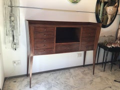 La Permanente Mobili Cantù Container Display Cabinet Brass Wood, 1950, Italy