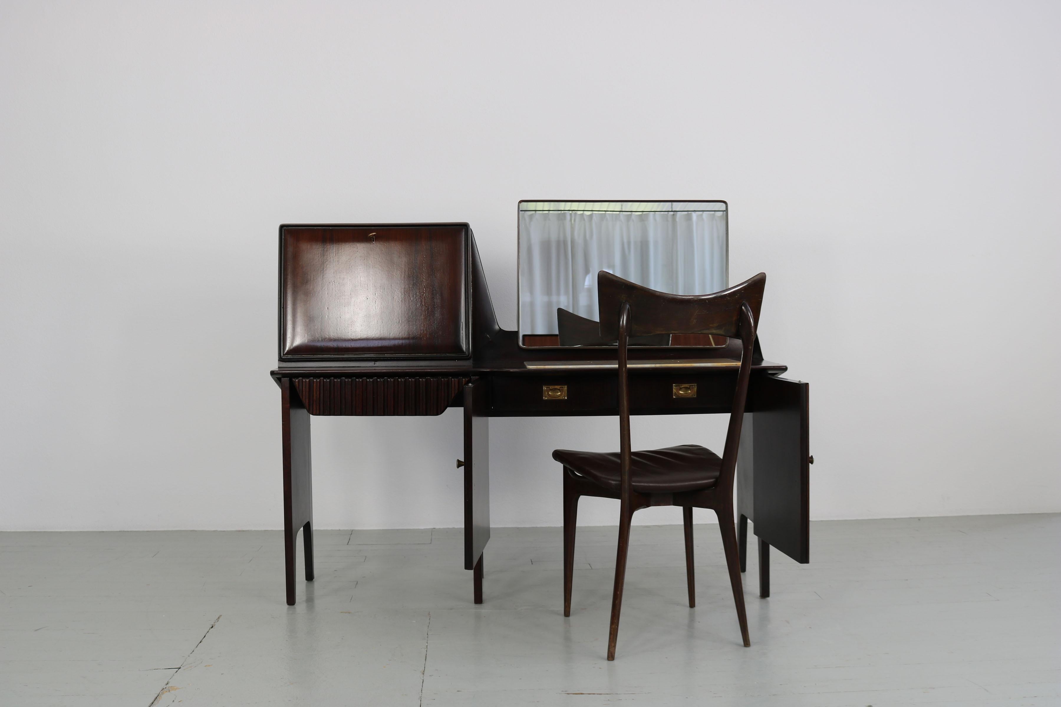 Brass La Permanente Mobili Cantù, Dressing Table, Italy, 1950s For Sale