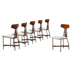Vintage La Permanente Mobili Cantù Set of Six Dining Chairs in Teak and Metal 