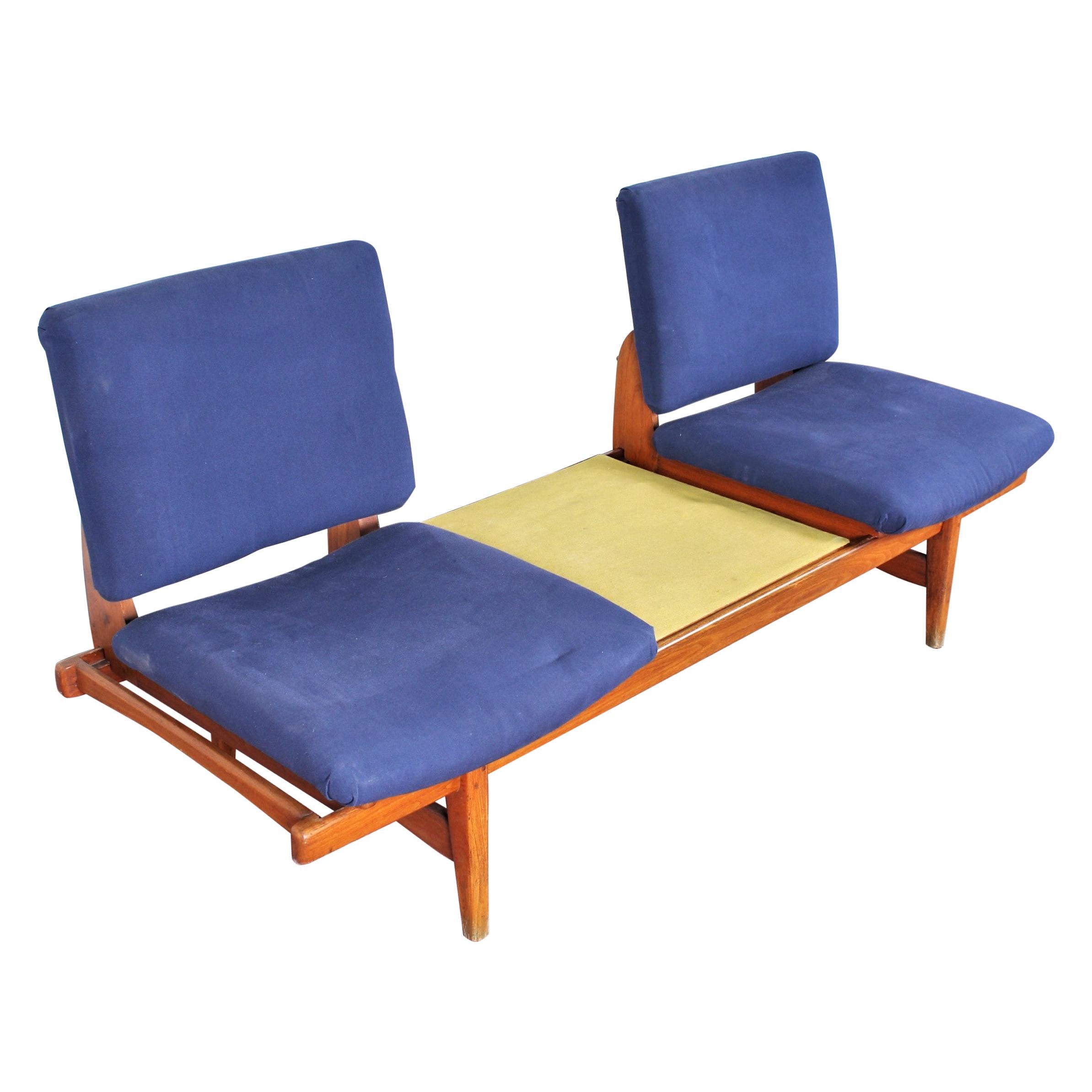 La Permanente Mobili Cantù Yellow and Blue Modular Two-Seat Bench Sofa, 1960s