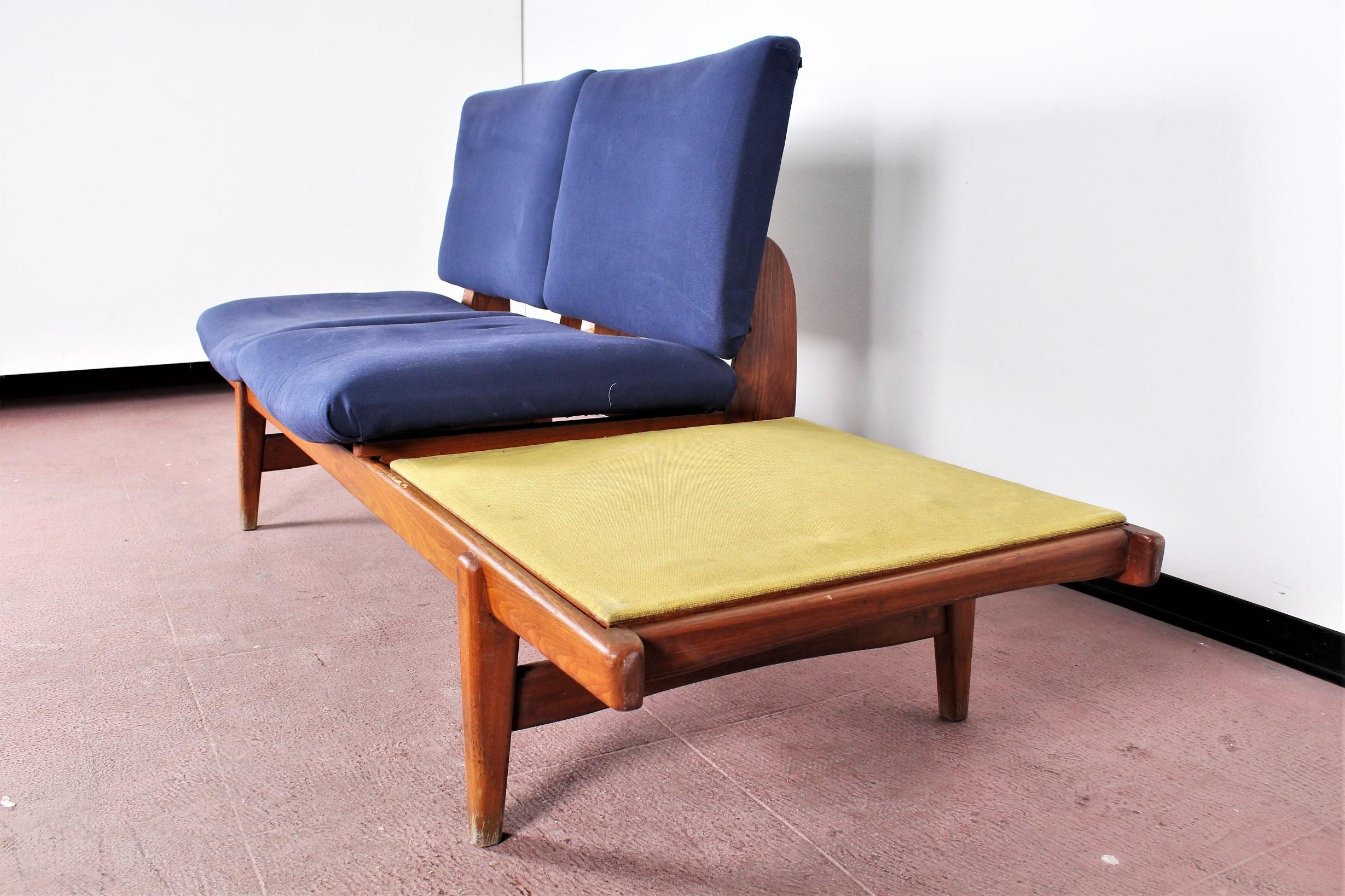 La Permanente Mobili Cantù Yellow and Blue Modular Two-Seat Bench Sofa, 1960s 3