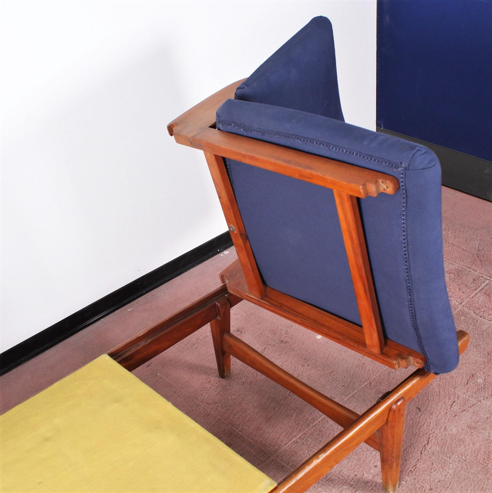 La Permanente Mobili Cantù Yellow and Blue Modular Two-Seat Bench Sofa, 1960s 1