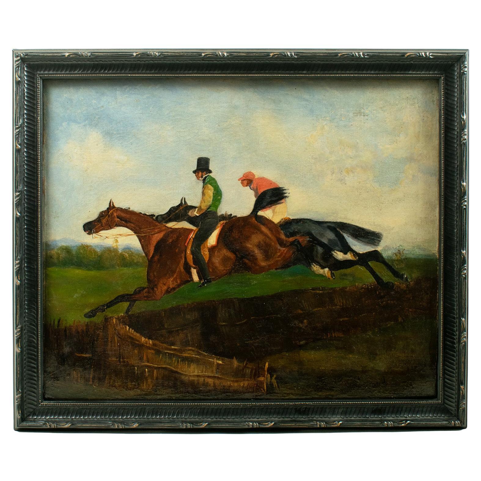 La Petite Course No. 9 Horse racing - Oil on Canvas after Alfred de Dreux. c1842