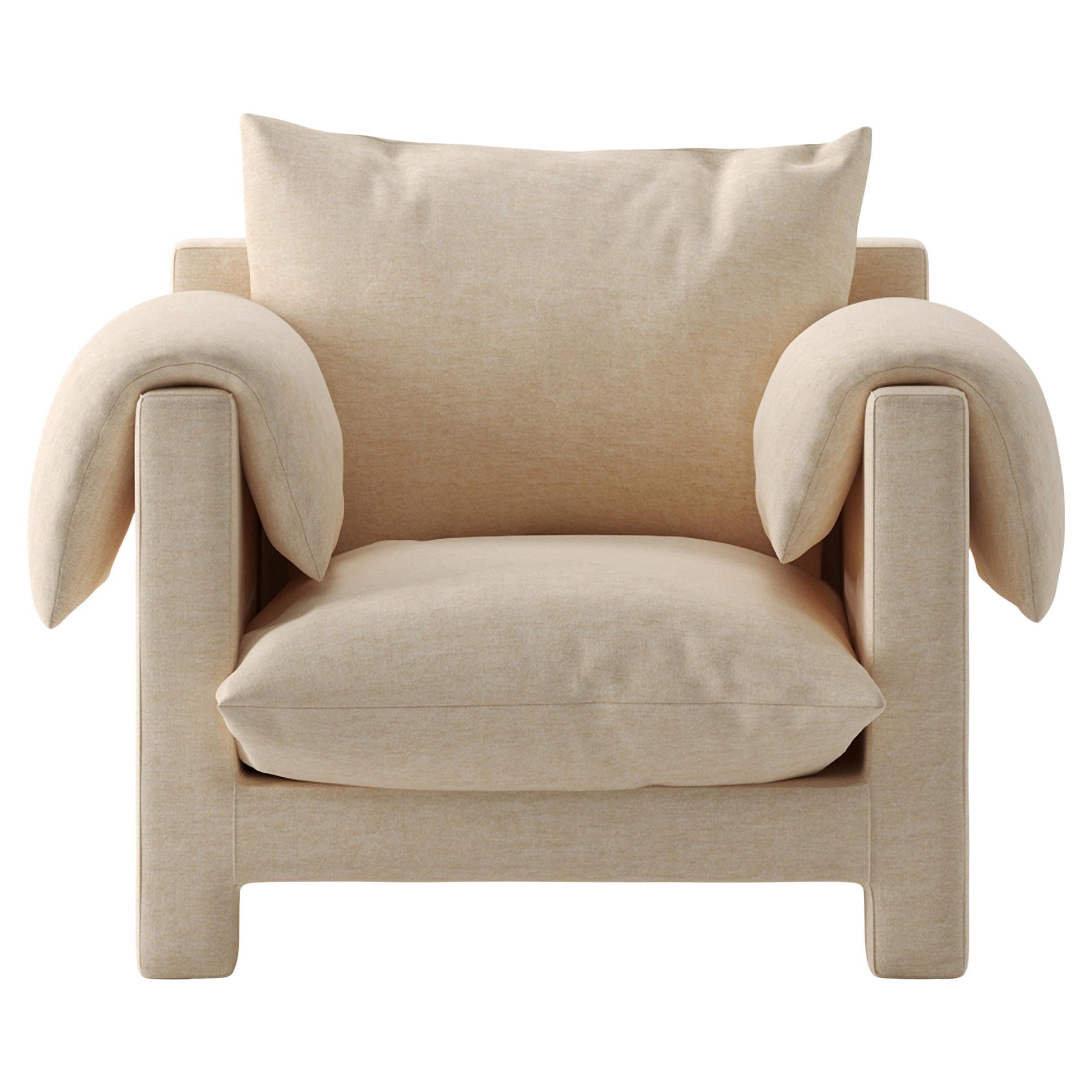 La Plume Armchair Upholstered in Dedar Bel Suede