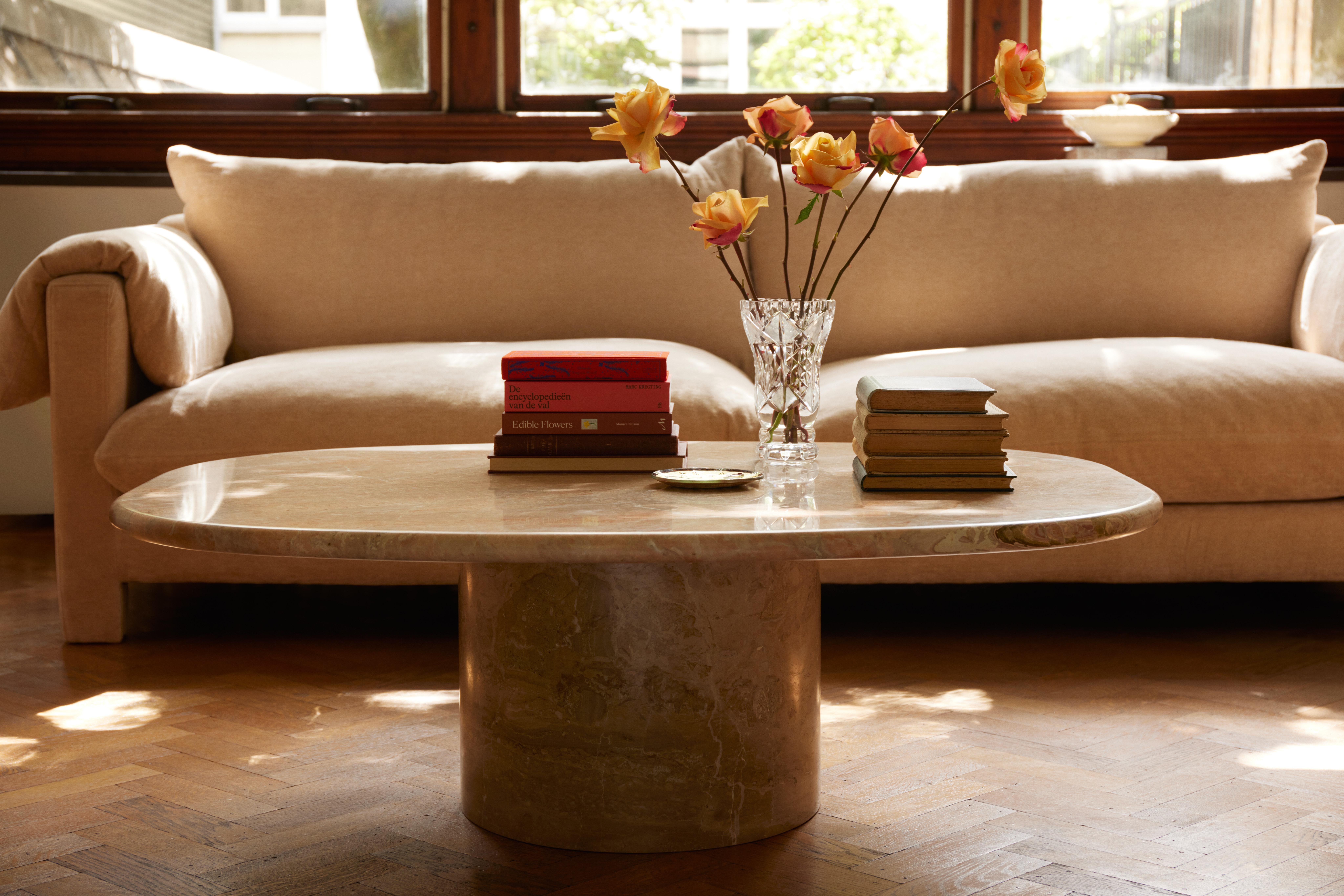 Minimalist La Plume Sofa Handcrafted and Upholstered in Dedar Bel Suede For Sale