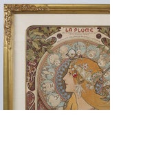 "La Plume-Zodiac" French Art Nouveau Lithograph by Alphonse Mucha