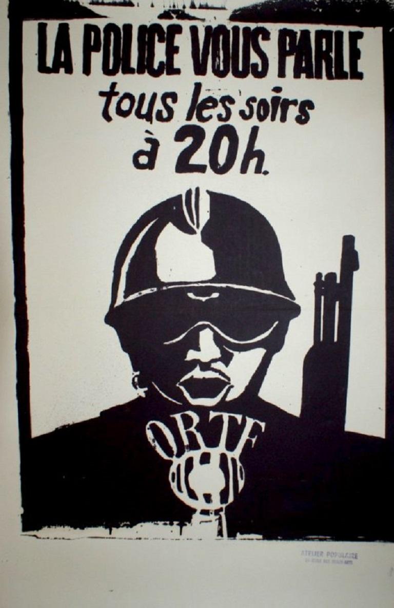 La Police Vous Parle Tous Les Soirs À 20 H May 1968 Original Vintage Poster In Good Condition For Sale In Melbourne, Victoria