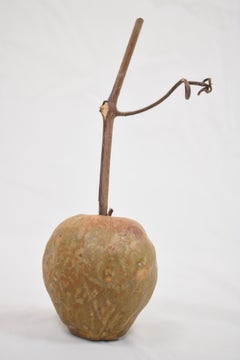 “La Pomme” hand-carved wooden apple sculpture