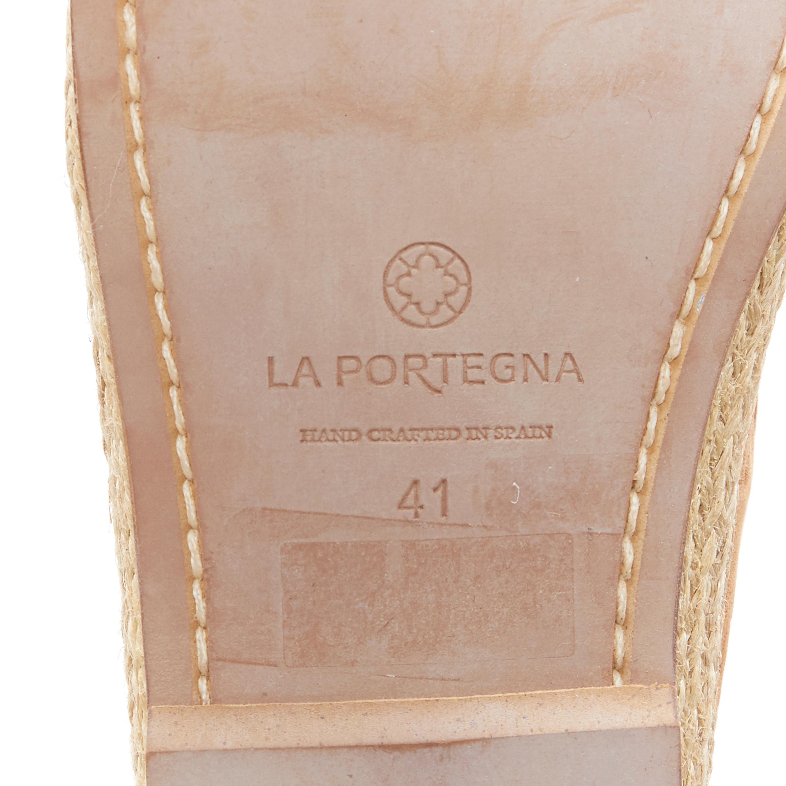 LA PORTEGNA Dani Yute brandy brown jute espadrille slip on shoes EU41 6