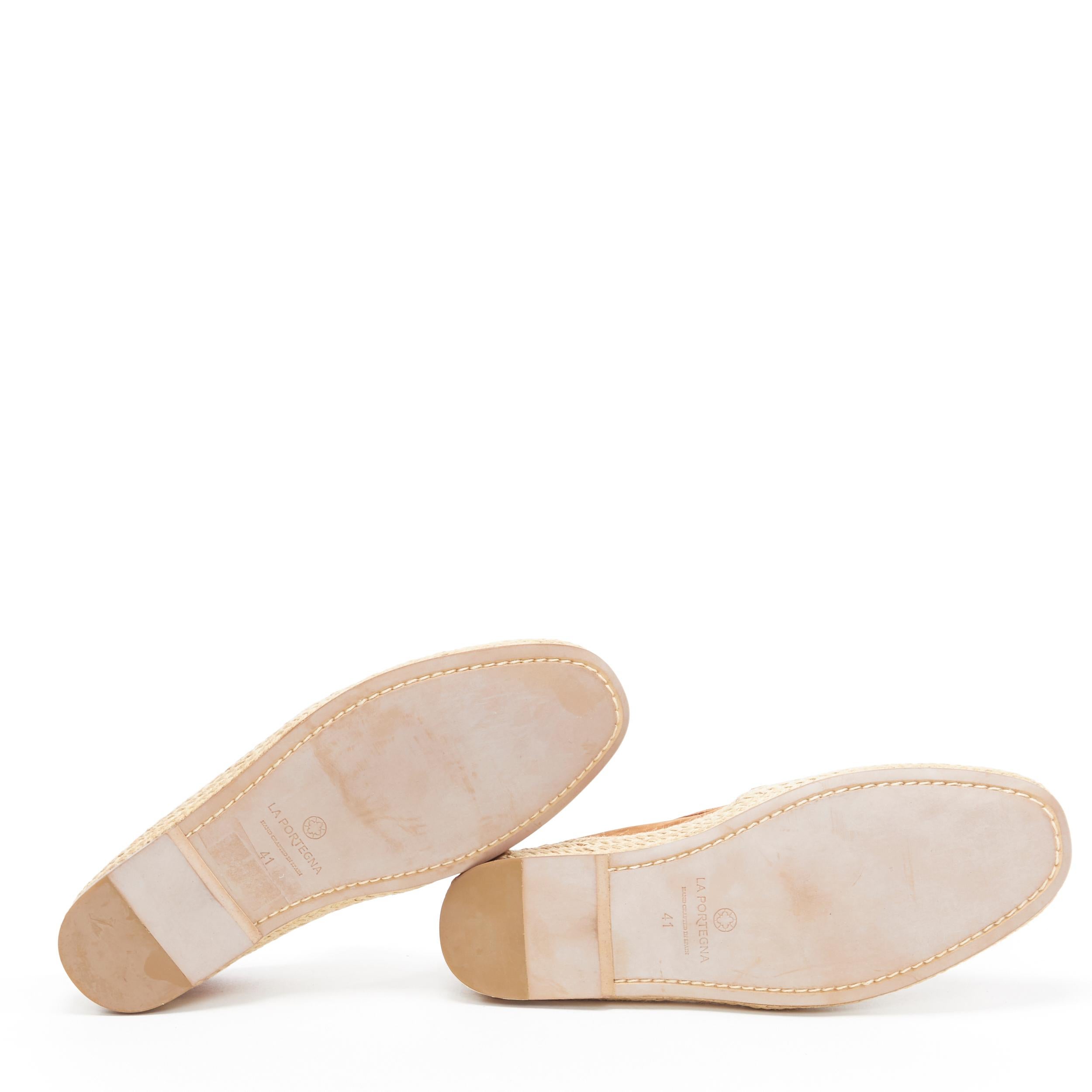 LA PORTEGNA Dani Yute brandy brown jute espadrille slip on shoes EU41 7
