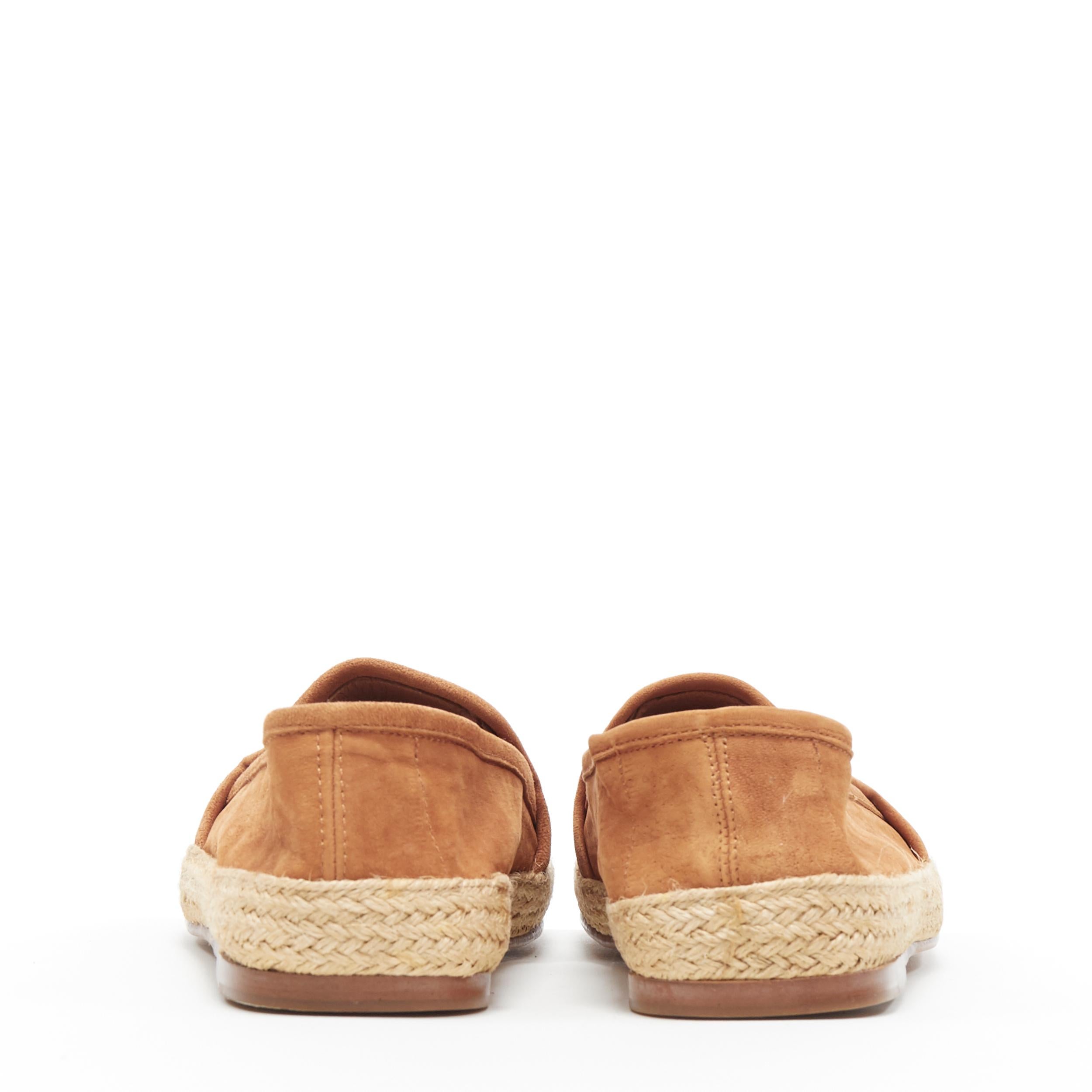 Men's LA PORTEGNA Dani Yute brandy brown jute espadrille slip on shoes EU41 For Sale
