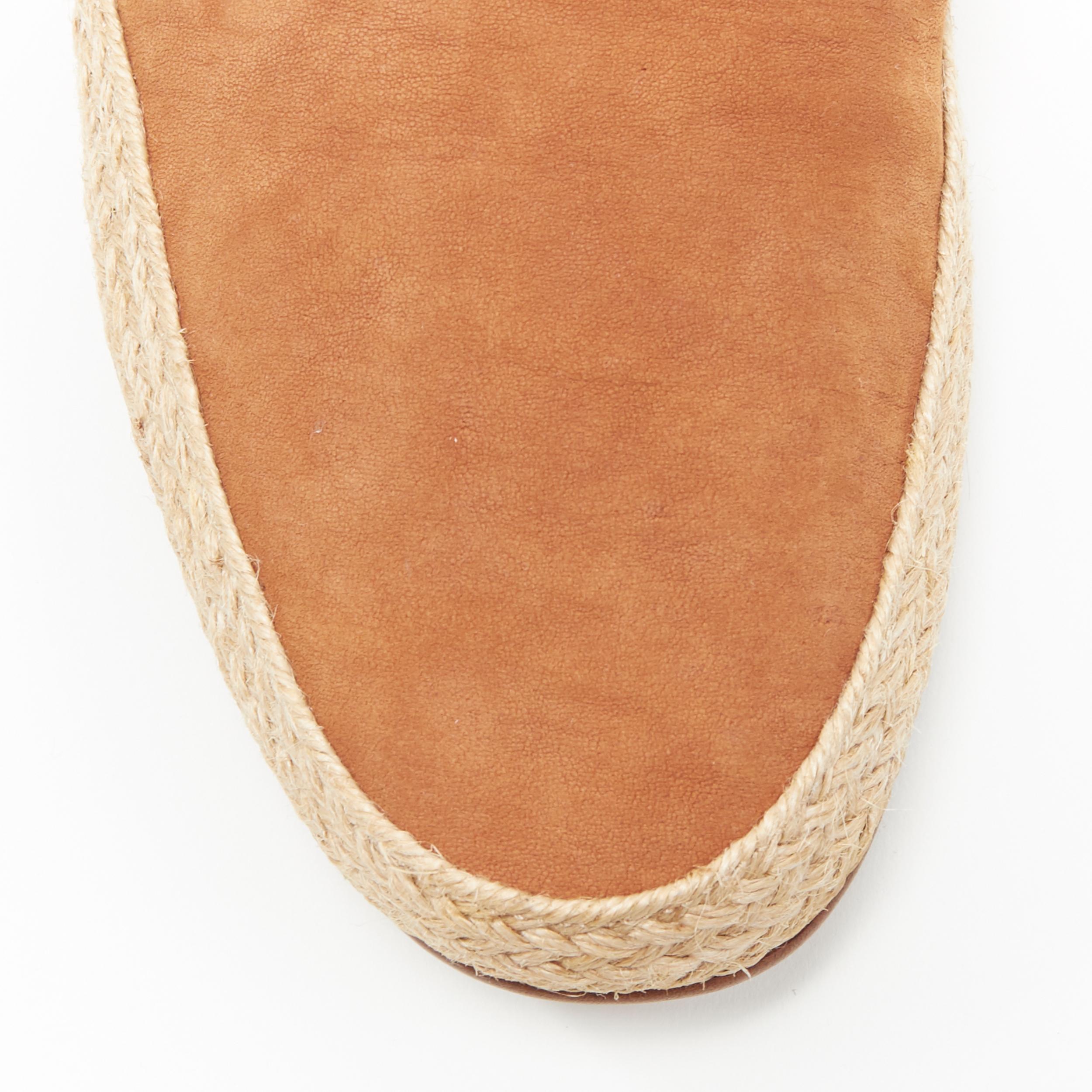 LA PORTEGNA Dani Yute brandy brown jute espadrille slip on shoes EU41 2