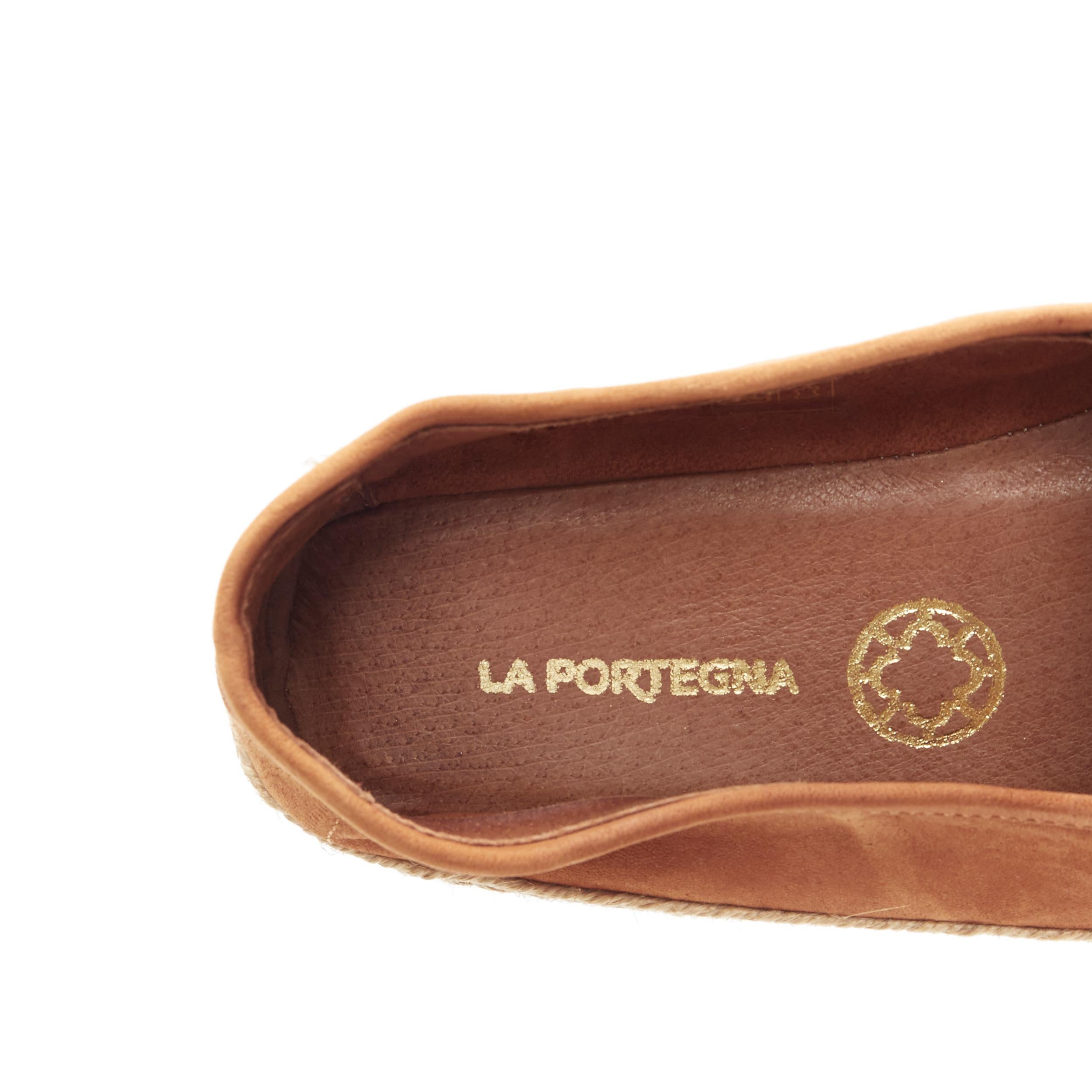 LA PORTEGNA Dani Yute brandy brown jute espadrille slip on shoes EU41 5
