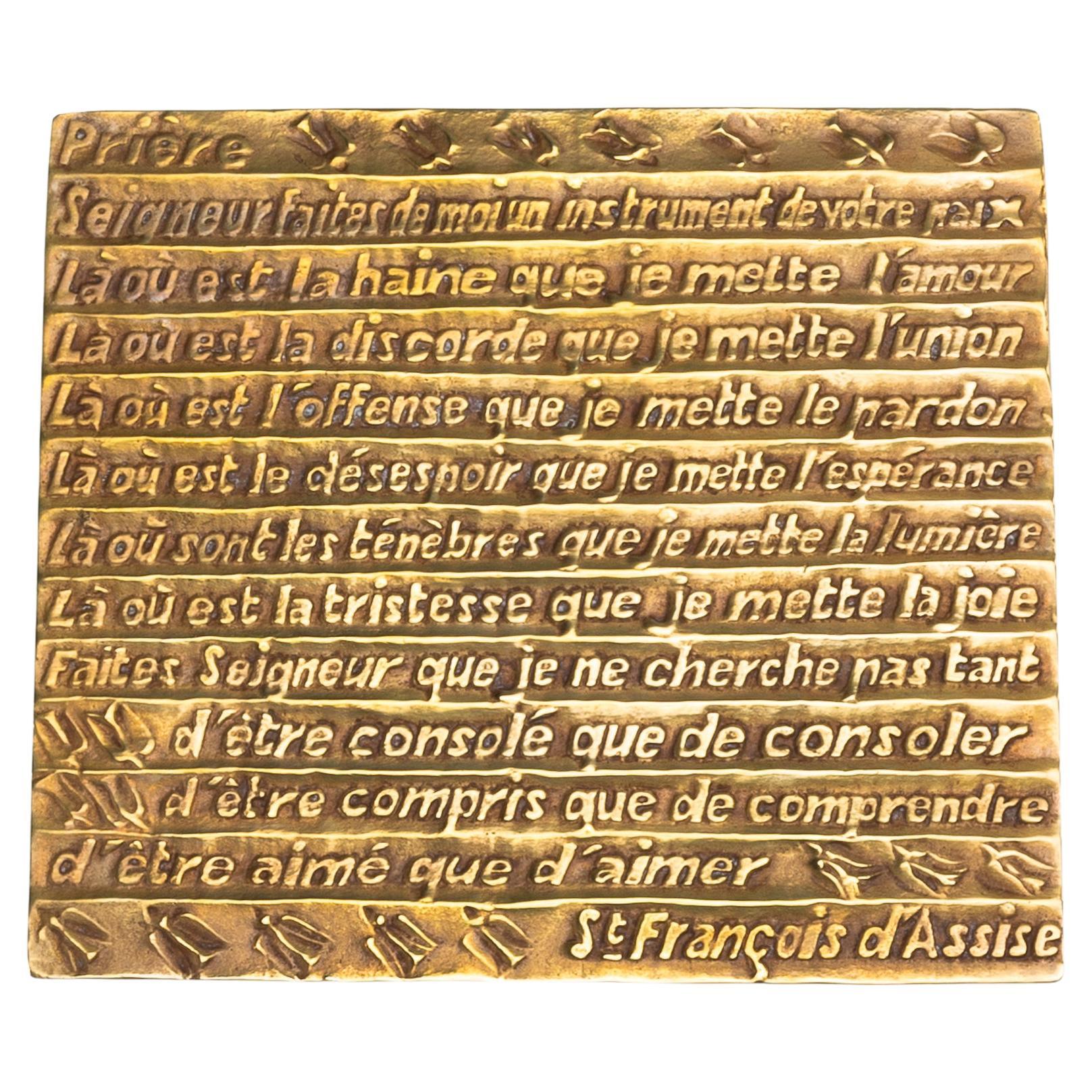 La prière de Saint François d’Assise, Gilt bronze box by Line Vautrin, France