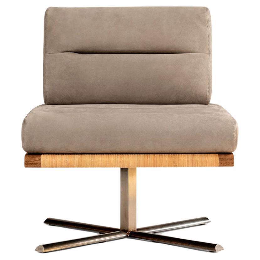 La Rambla Lounge Chair by Yabu Pushelberg in Walnut Stained Ash & Natural Rattan