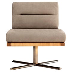 La Rambla Lounge Chair by Yabu Pushelberg in Walnut Stained Ash & Natural Rattan