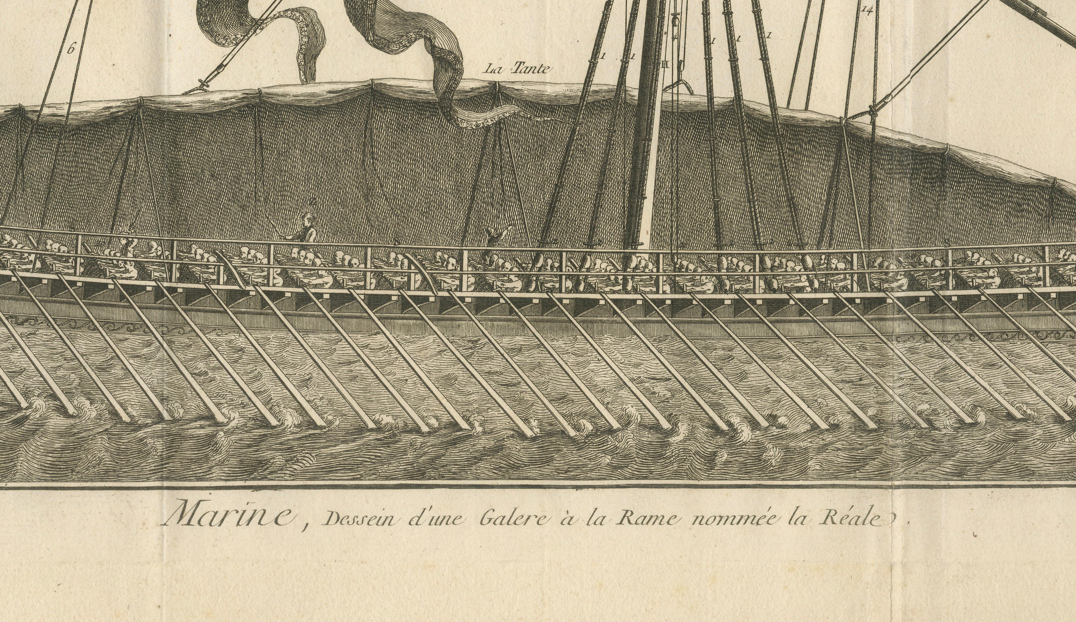 La Réale French Royal Galley, Large Naval Engraving, c.1769