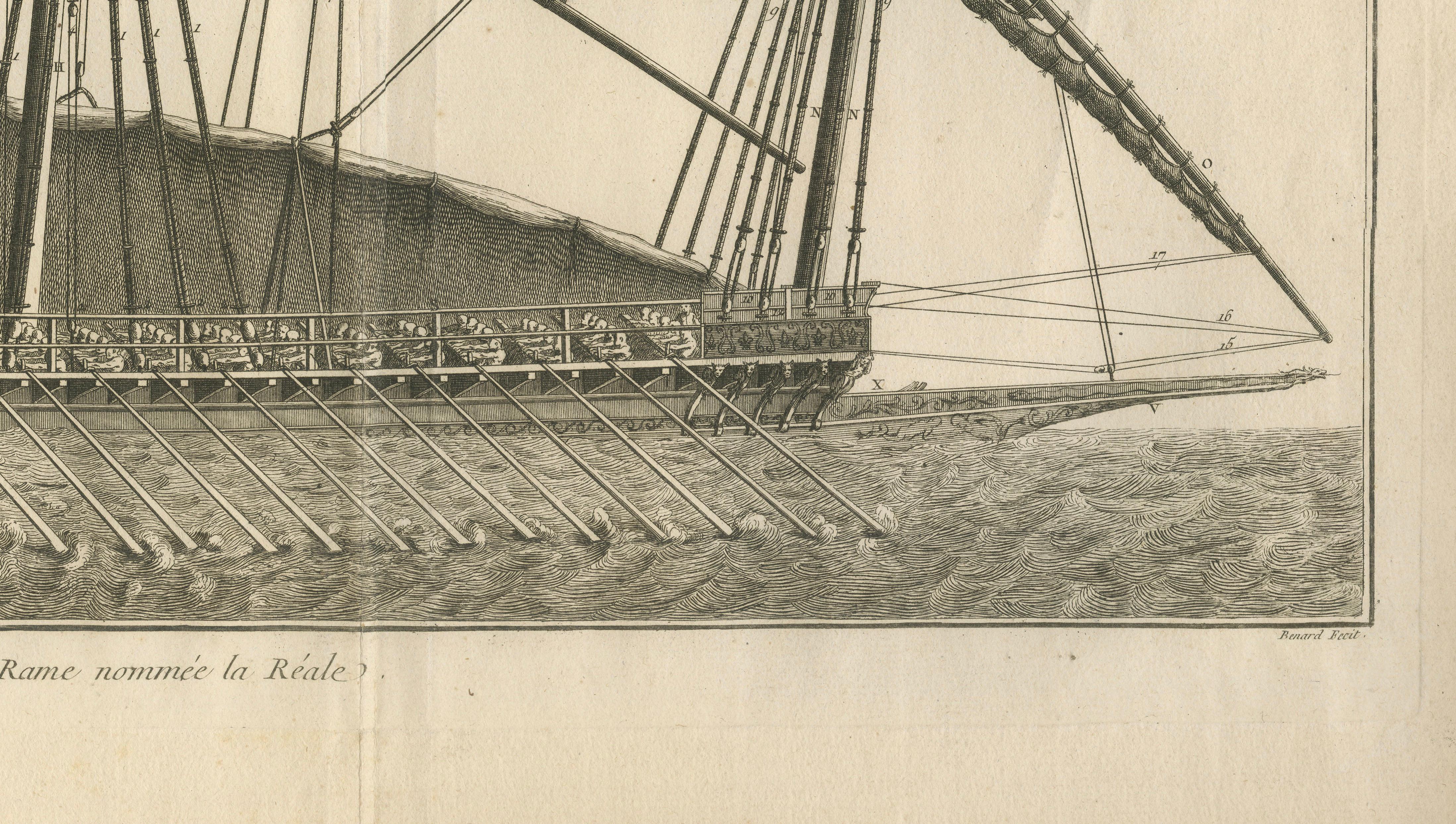 La Réale French Royal Galley, Large Naval Engraving, c.1769