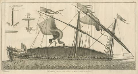 La Réale French Royal Galley, Large Naval Engraving, c.1769
