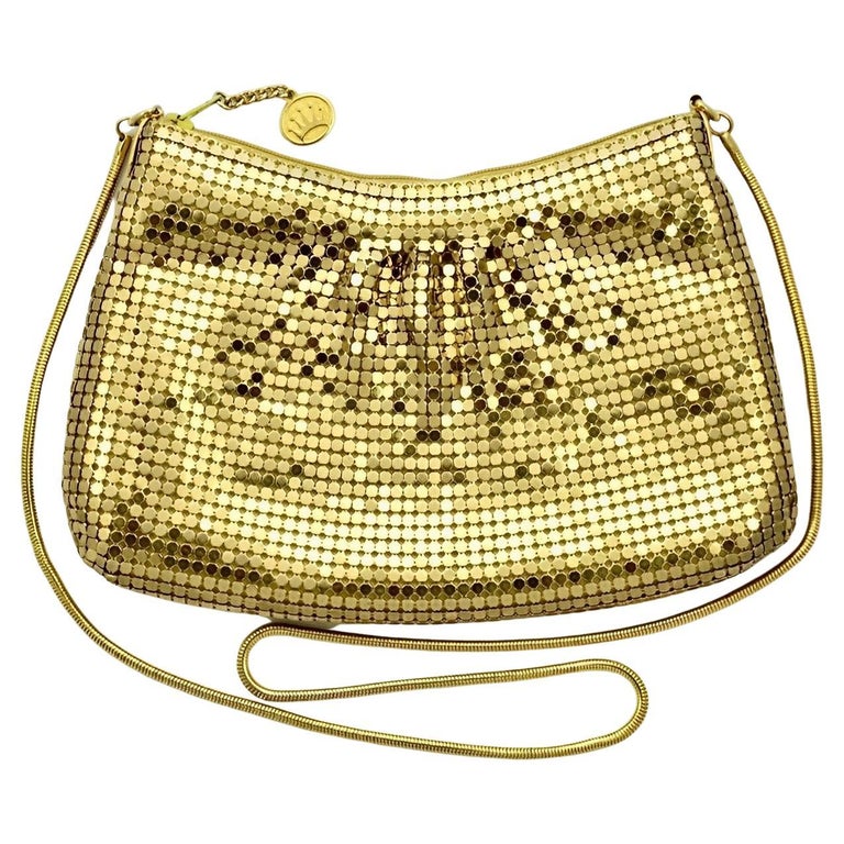 BVLGARI metallic gold leather silver buckle foldover shoulder chain clutch  bag at 1stDibs