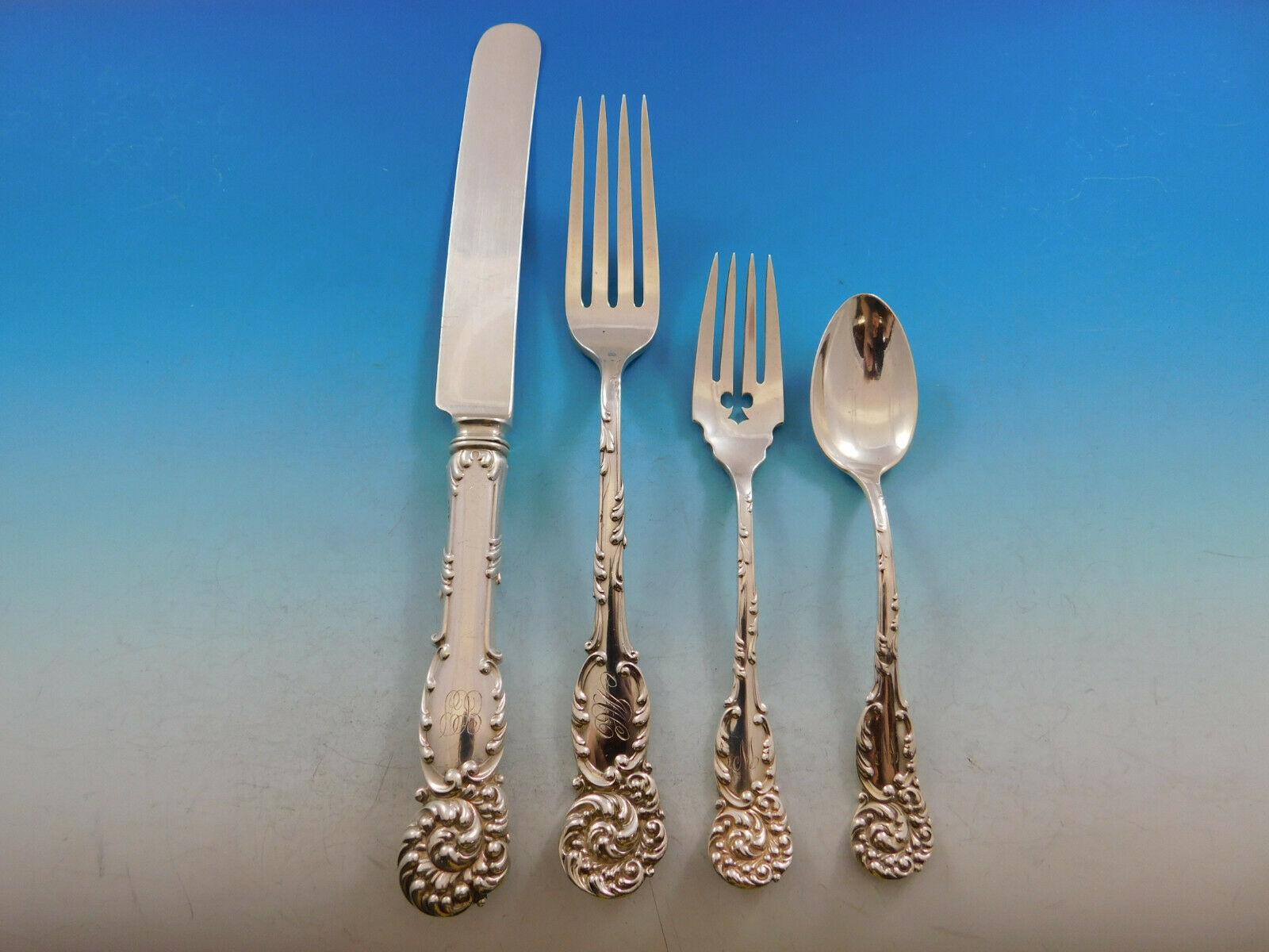 La Reine by R&B Sterling Silver Flatware Set for 12 Service 88 Pieces Dinner In Excellent Condition In Big Bend, WI