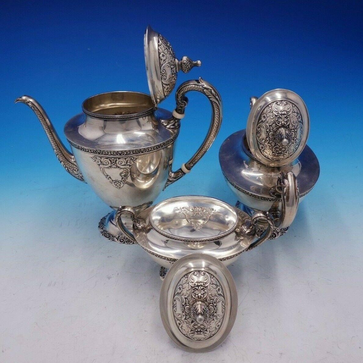 La Reine by Wallace Rare Sterling Silver 5-Piece Tea Set Marked #4500 1