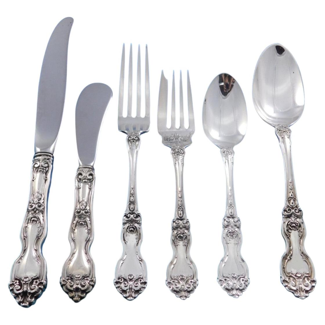 Pre-owned Wallace Silversmiths La Reine By Wallace Sterling Silver Flatware Set For 12 Service 76 Pieces