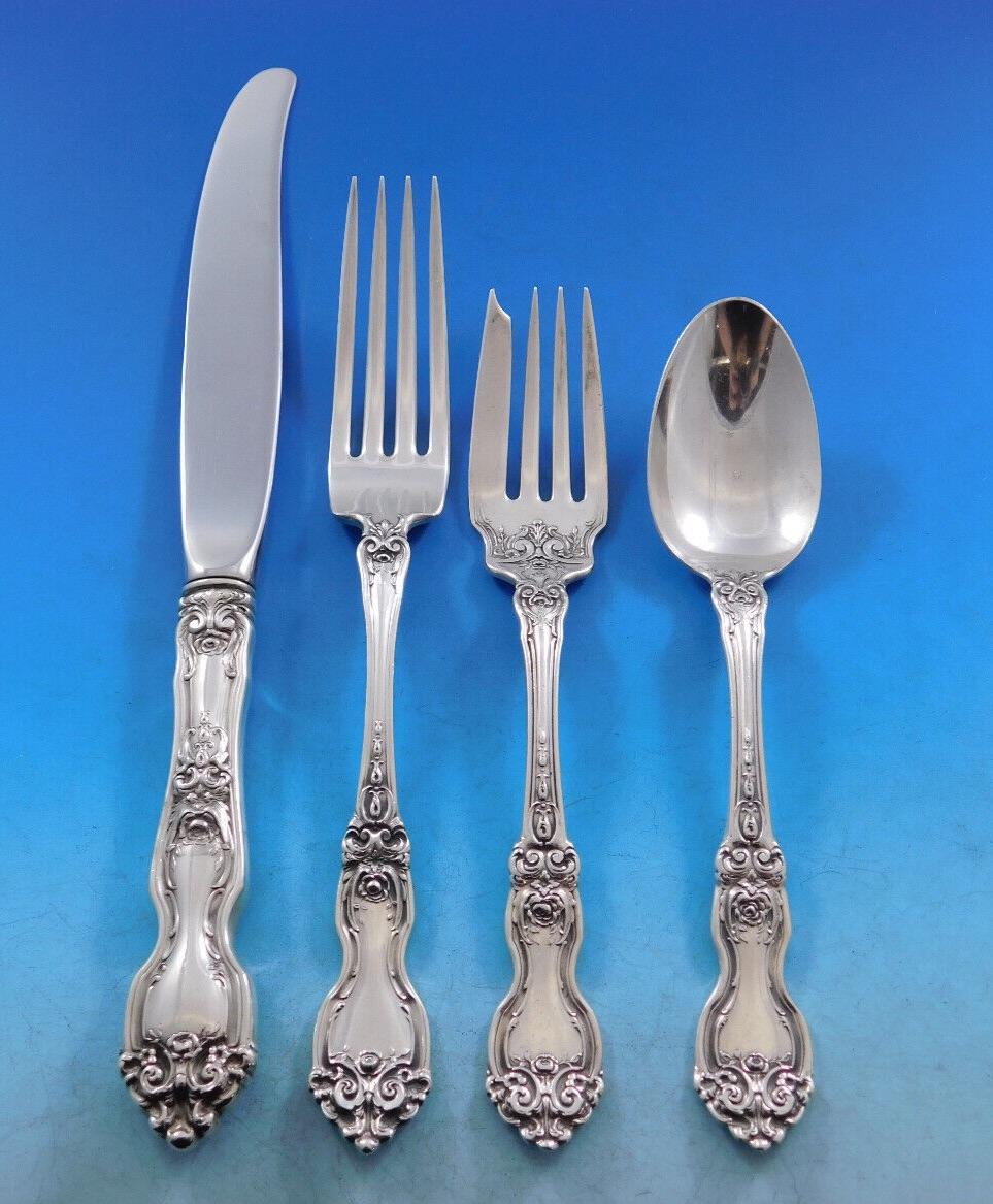 La Reine by Wallace Sterling Silver Flatware Set for 12 Service 87 Pieces For Sale 4