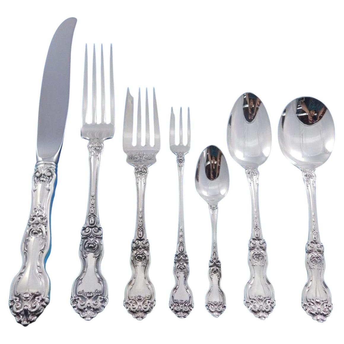 Pre-owned Wallace Silversmiths La Reine By Wallace Sterling Silver Flatware Set For 12 Service 89 Pieces Dinner