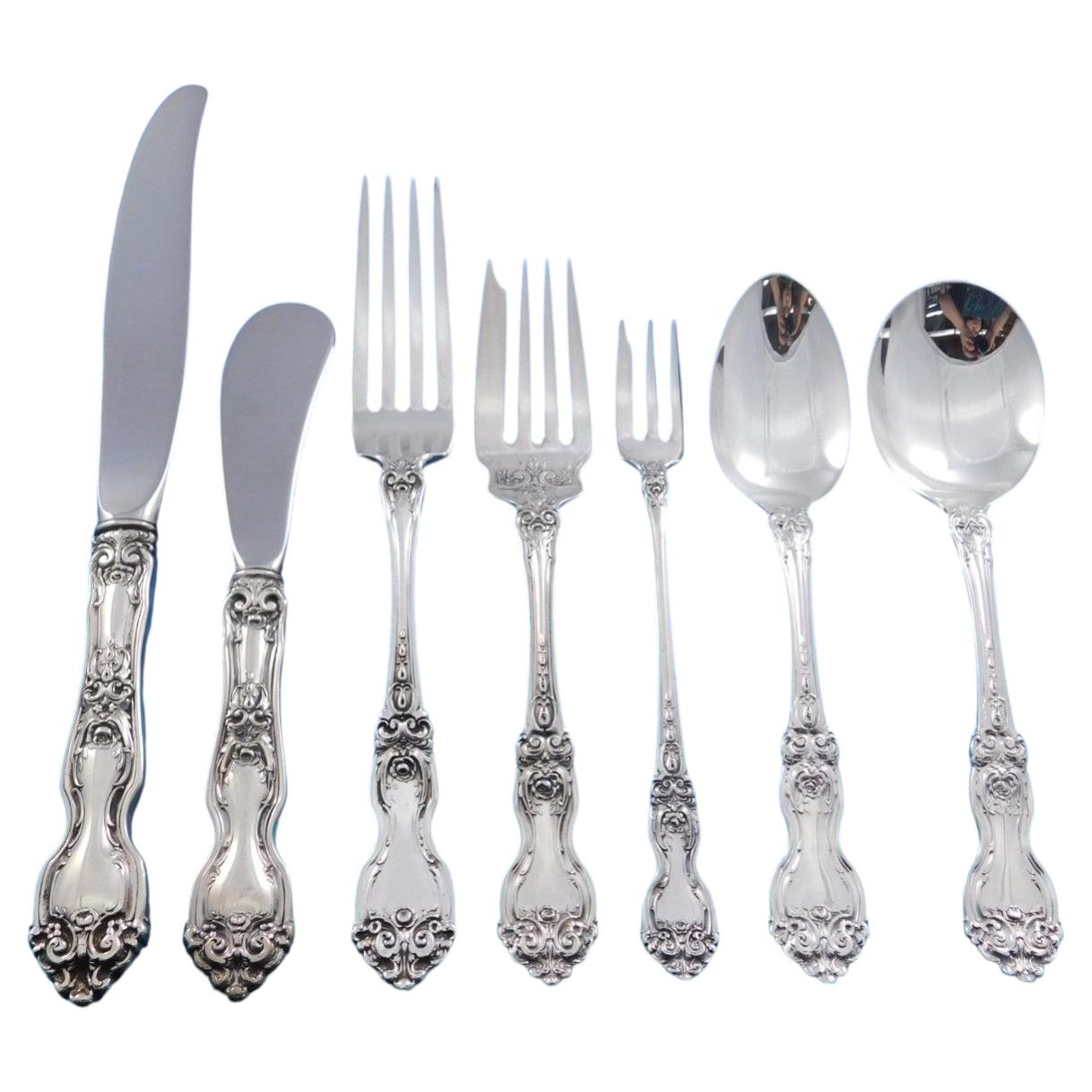 Pre-owned Wallace Silversmiths La Reine By Wallace Sterling Silver Flatware Set For 12 Service 89 Pieces Lunch