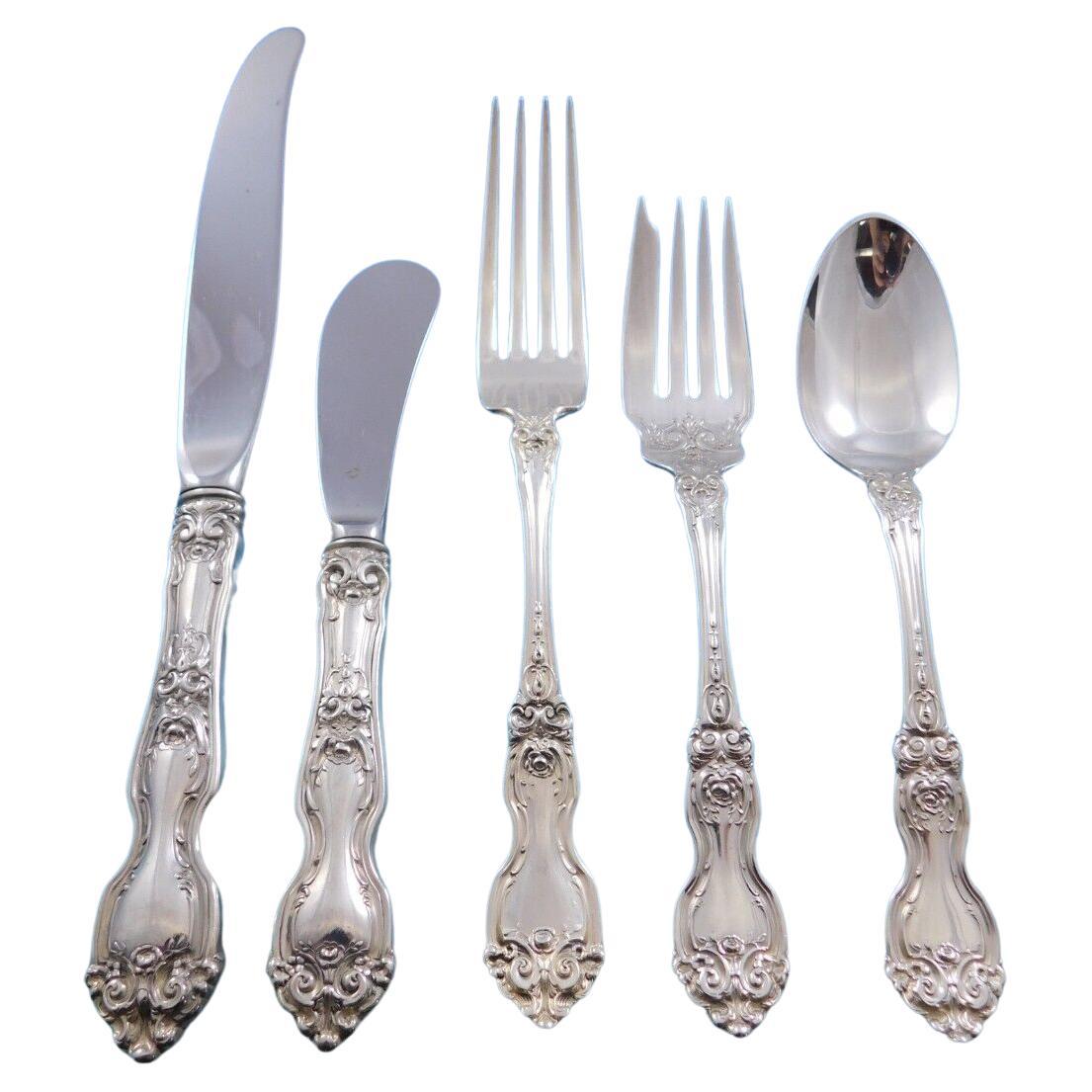 La Reine by Wallace Sterling Silver Flatware Set for 8 Service 44 Pieces For Sale