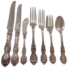 Antique La Reine by Wallace Sterling Silver Flatware Set for Eight Service 56 Pieces