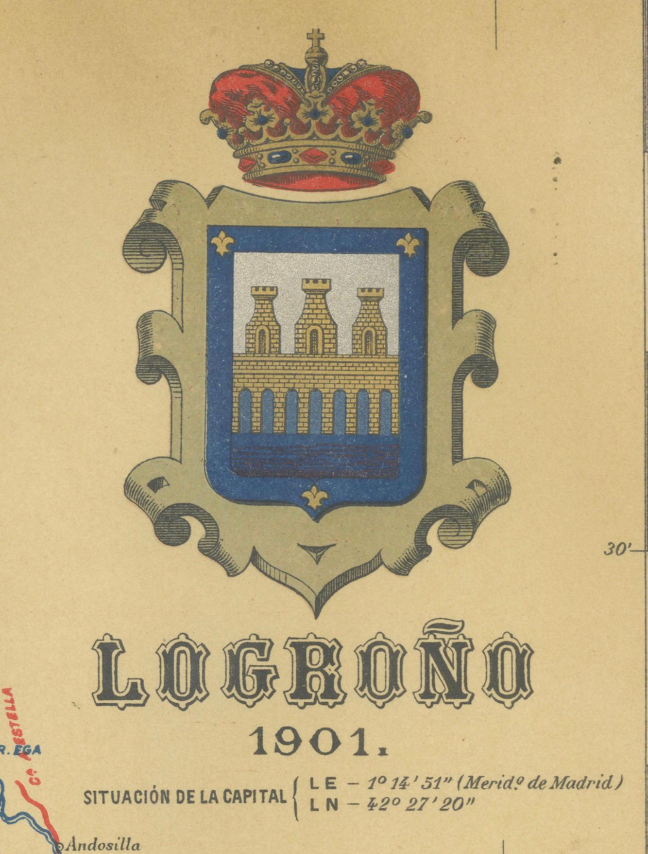 Paper La Rioja 1901: A Cartographic Journey Through Spain's Renowned Wine Country For Sale