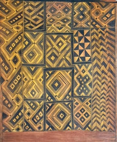 Peinture d'un tapis tribal caucasien ancien Kuba, aquarelle sur soie