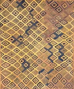 Dipinto di un antico tappeto tribale caucasico "Kuba", acquerello su seta