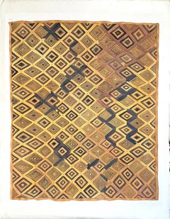 Painting of an Antique Caucasian 'Kuba' Tribal Rug, Watercolour on Silk