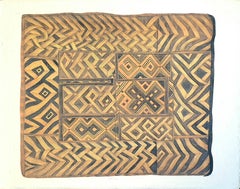Painting of an Antique Caucasian 'Kuba' Tribal Rug, Watercolour on Silk