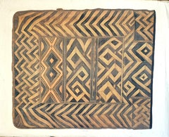 Painting of an Antique Caucasian 'Kuba' Tribal Rug, Watercolour on Silk