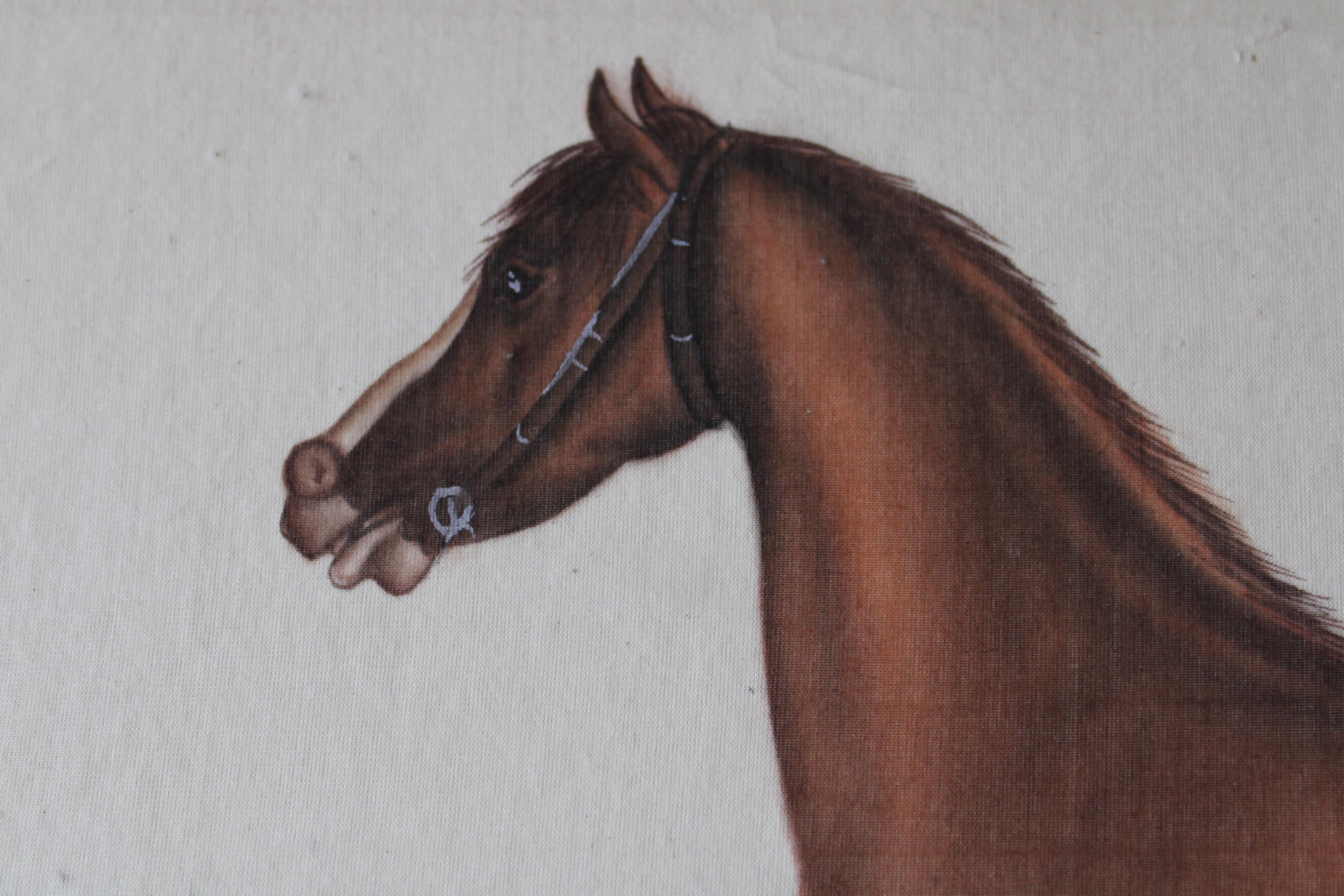 Cavallo d'epoca acquerello su seta su carta giapponese di La Roche Laffitte 5