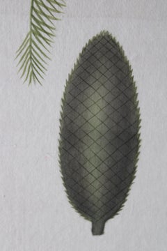 La Roche Laffitte Vintage Palm Tree watercolour on silk on Japanese paper