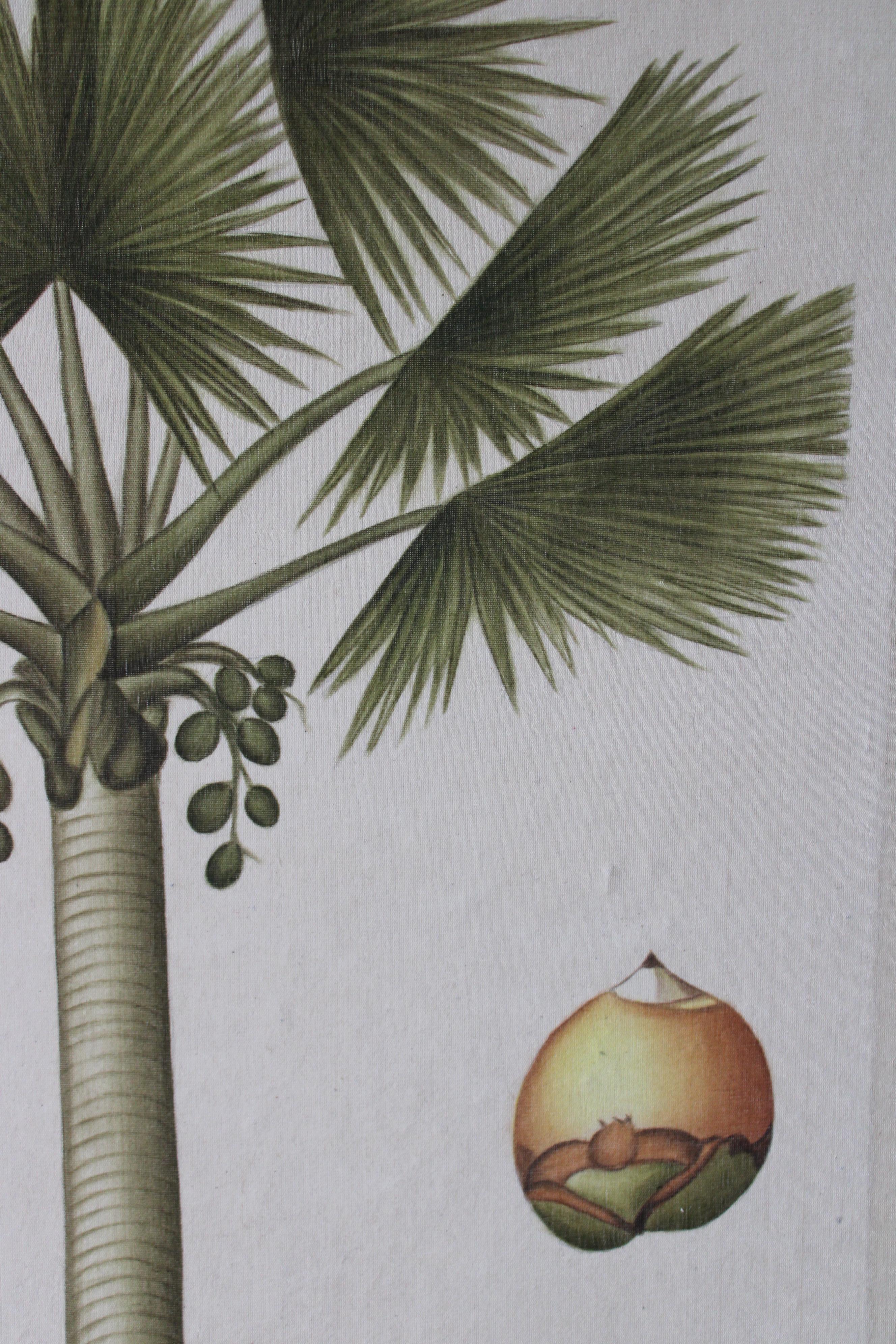 Aquarelle de palmier vintage La Roche Laffitte sur soie sur papier japonais en vente 2