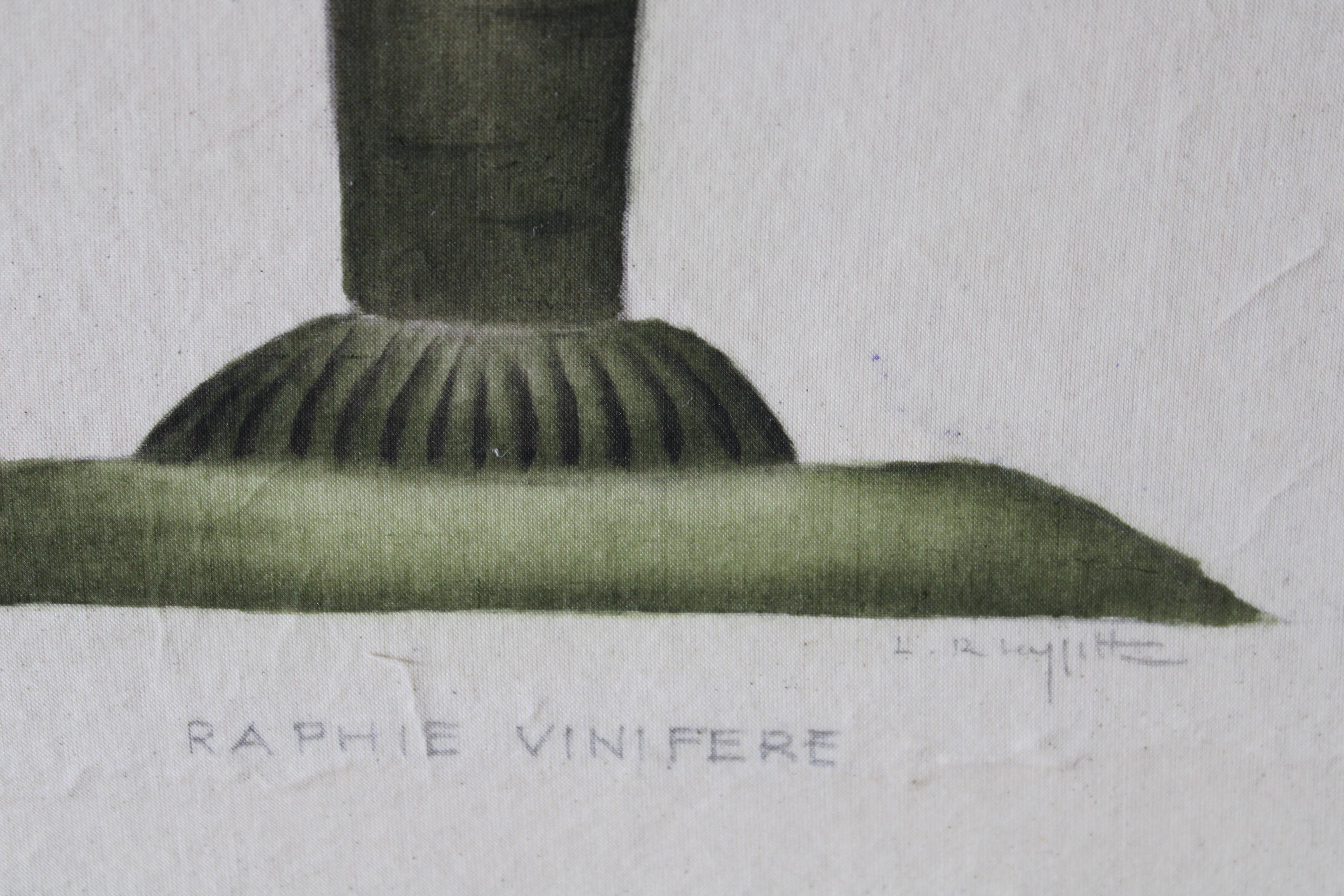 La Roche Laffitte Vintage Palmen-Aquarell auf Seide auf japanischem Papier, Vintage 4