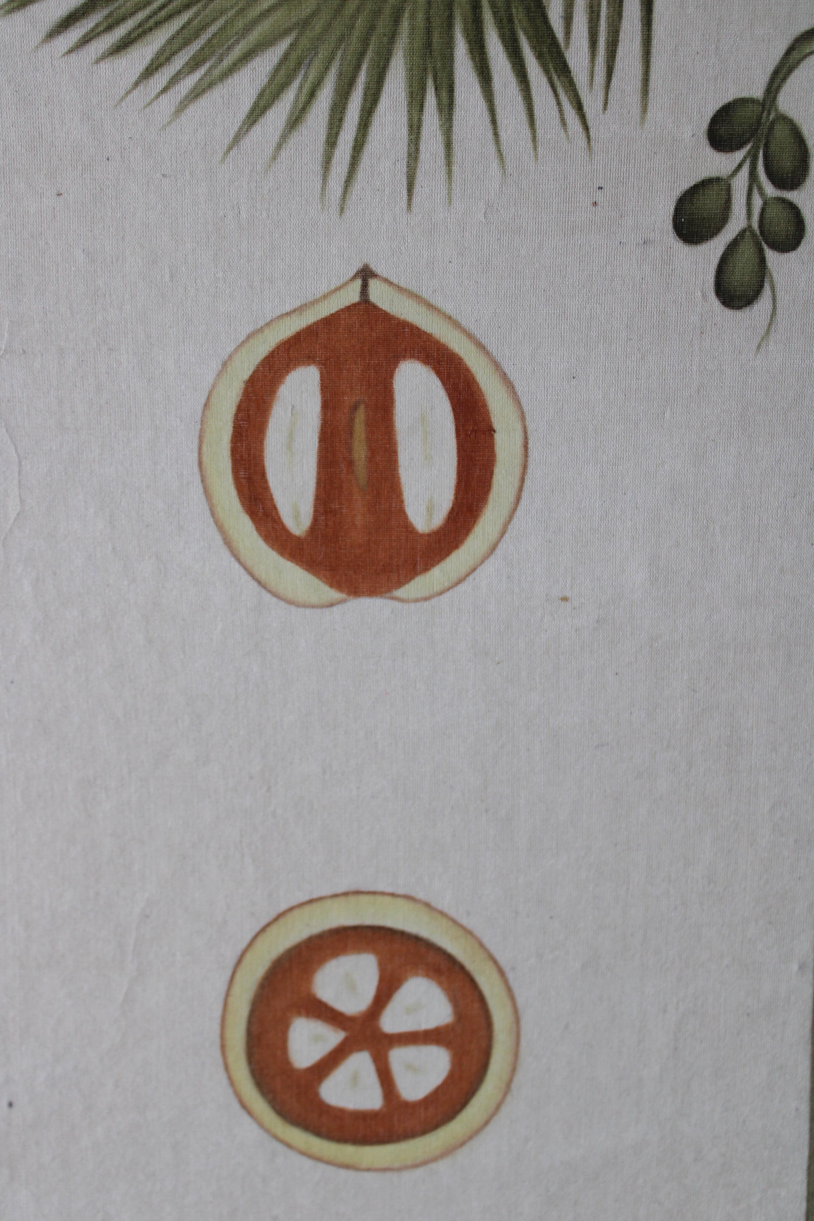 Aquarelle de palmier vintage La Roche Laffitte sur soie sur papier japonais en vente 5