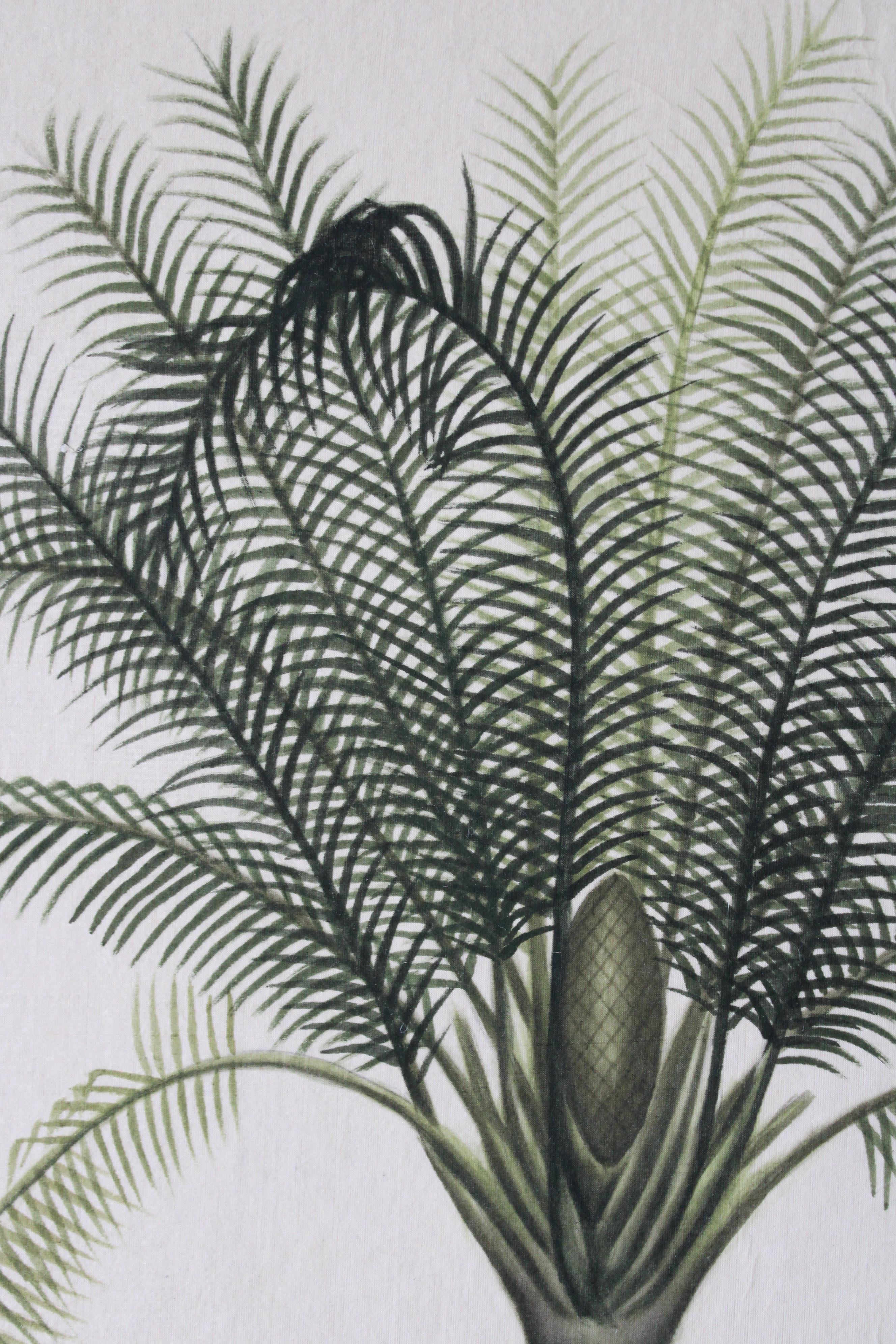 La Roche Laffitte Palmera vintage acuarela sobre seda sobre papel japonés 6