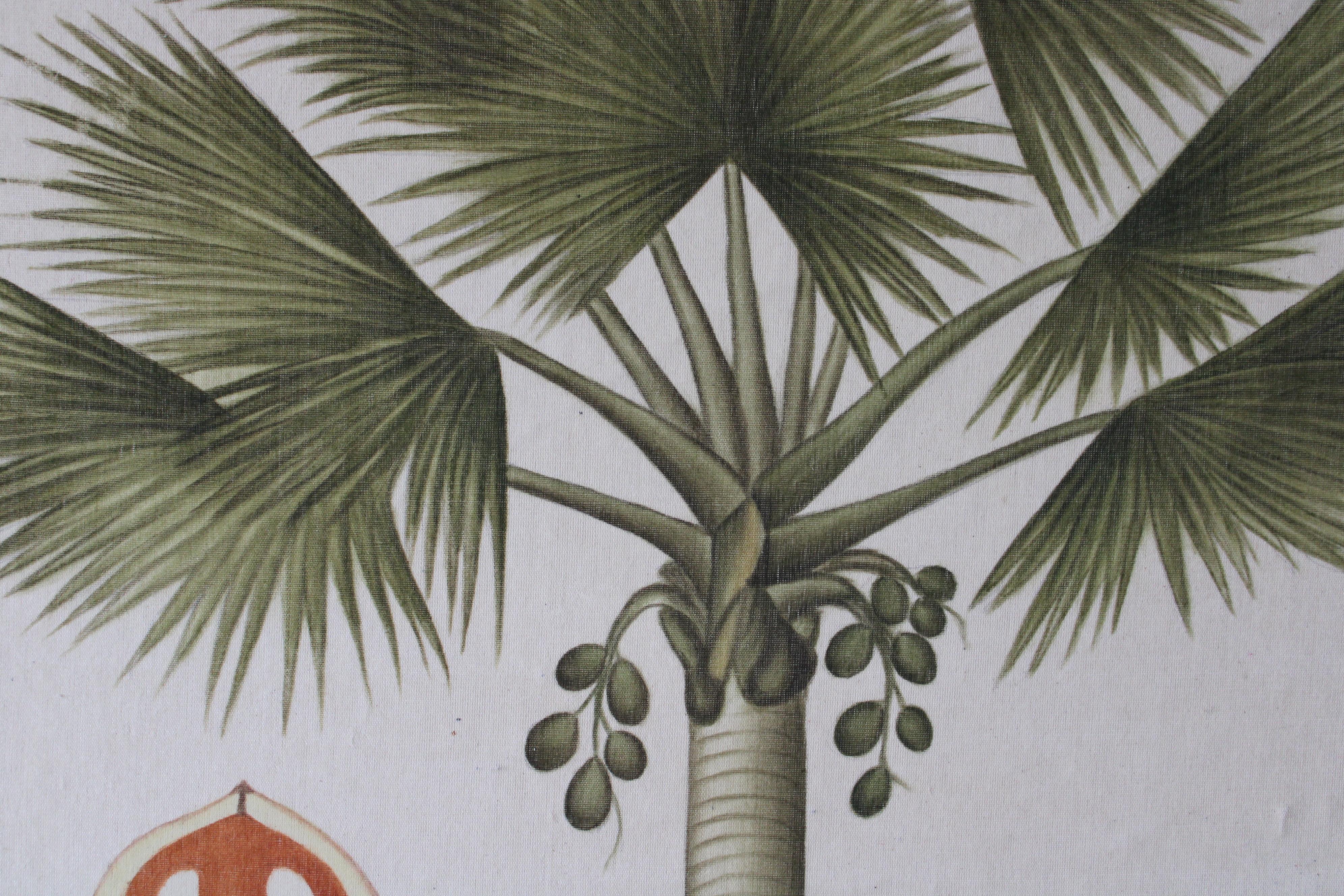 Aquarelle de palmier vintage La Roche Laffitte sur soie sur papier japonais en vente 6