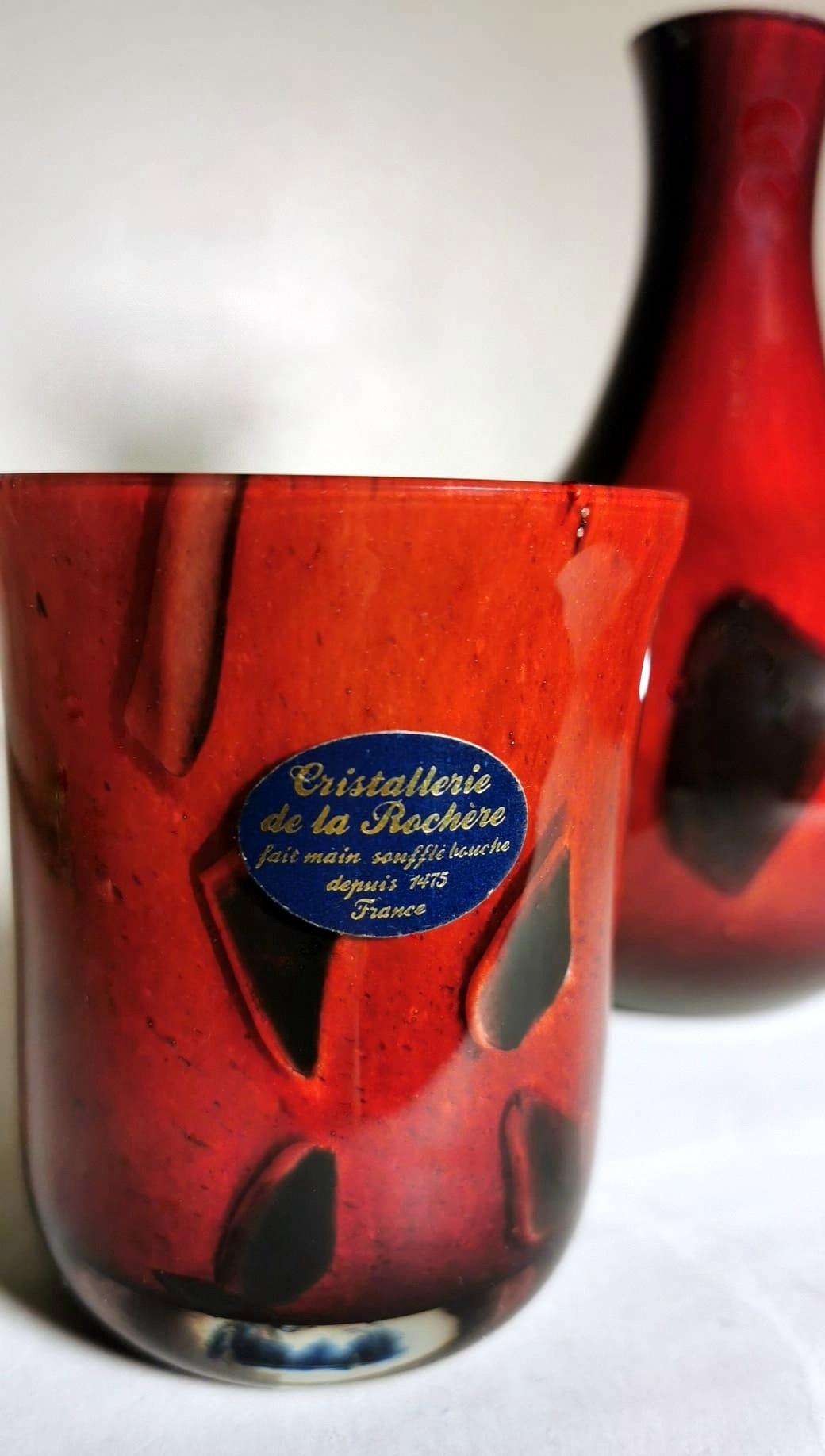 La Rochère French Night Bottle Blown and “Incamiciato”Glass For Sale 6