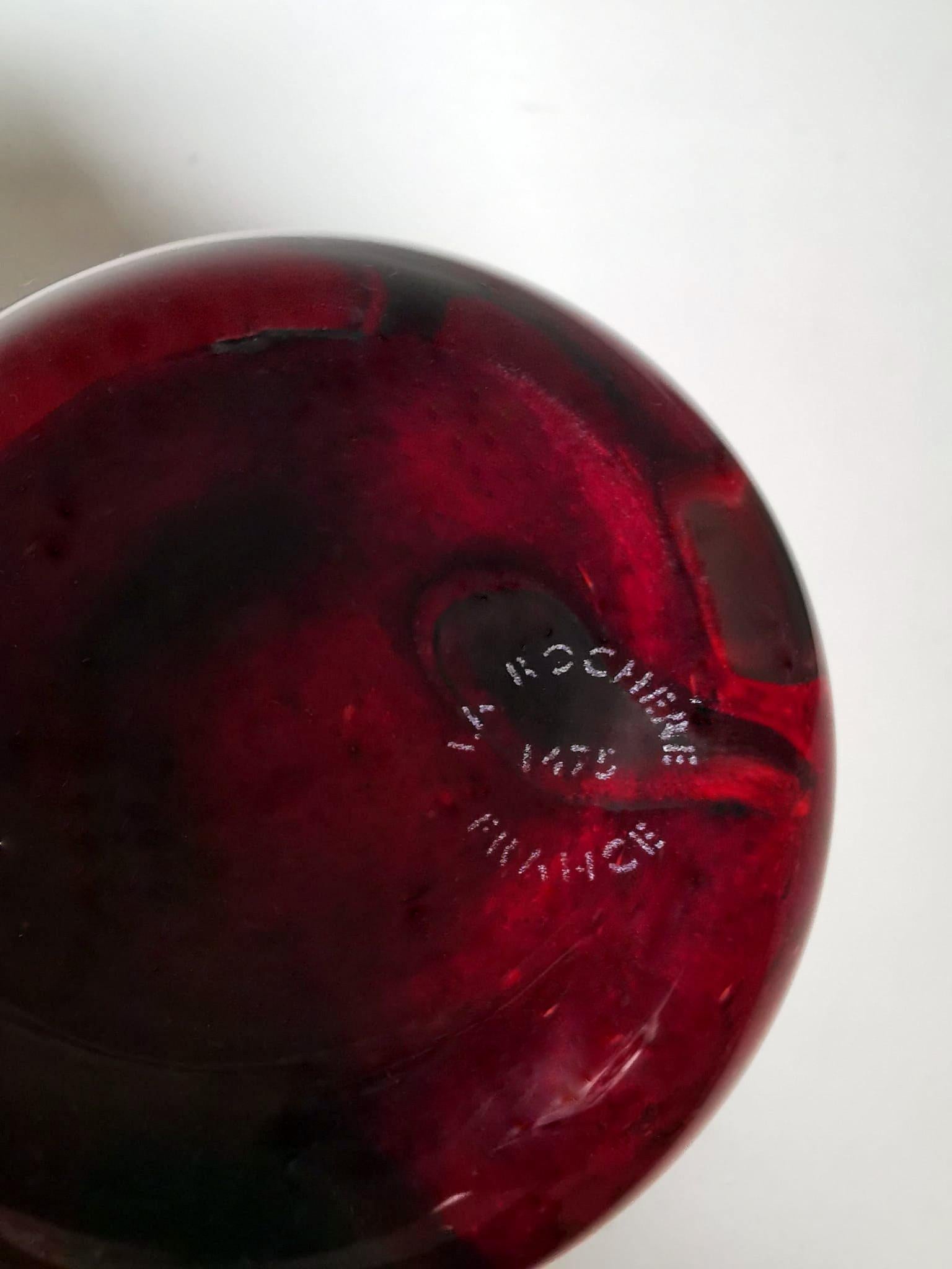 La Rochère French Night Bottle Blown and “Incamiciato”Glass For Sale 7
