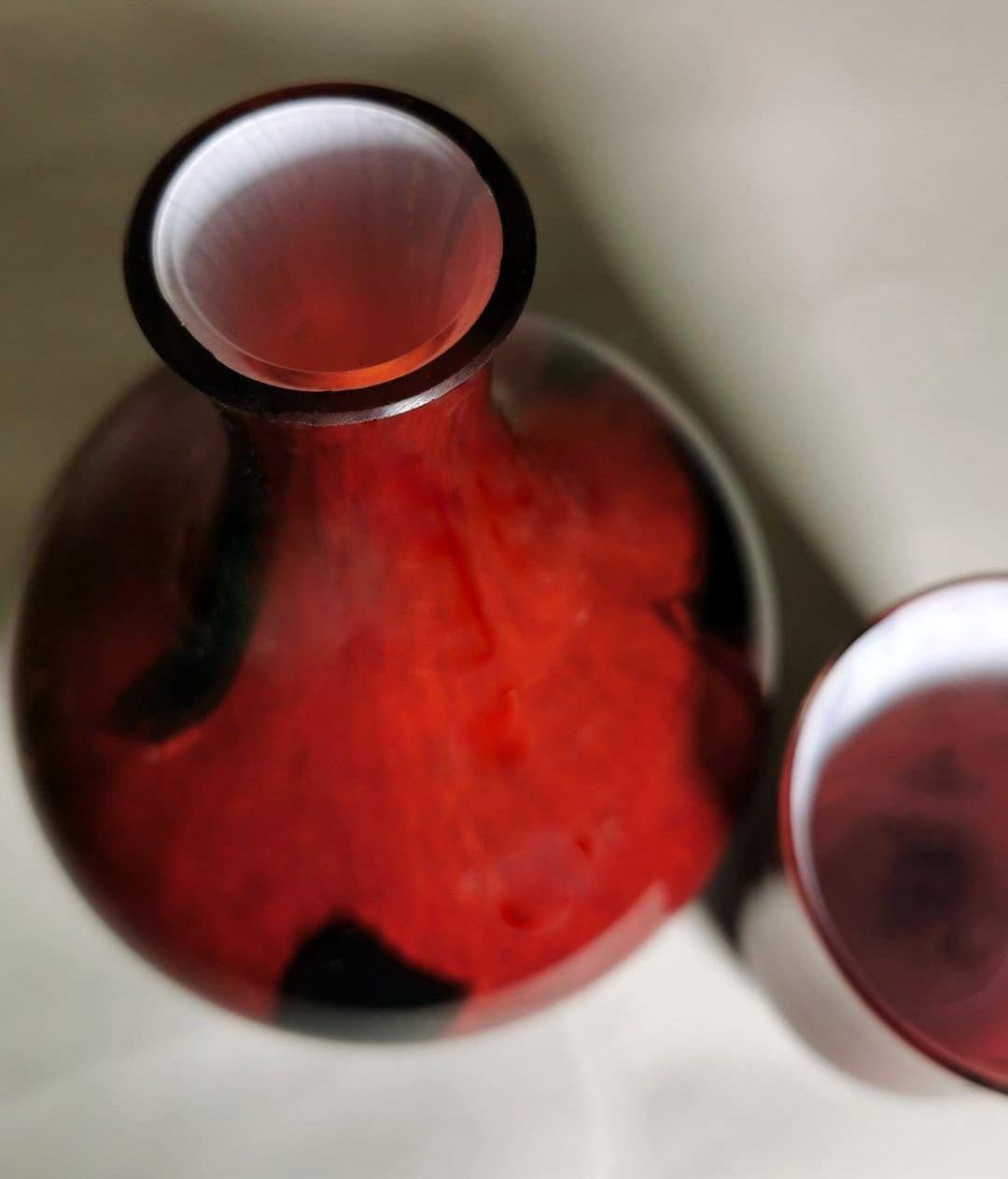 La Rochère French Night Bottle Blown and “Incamiciato”Glass For Sale 1