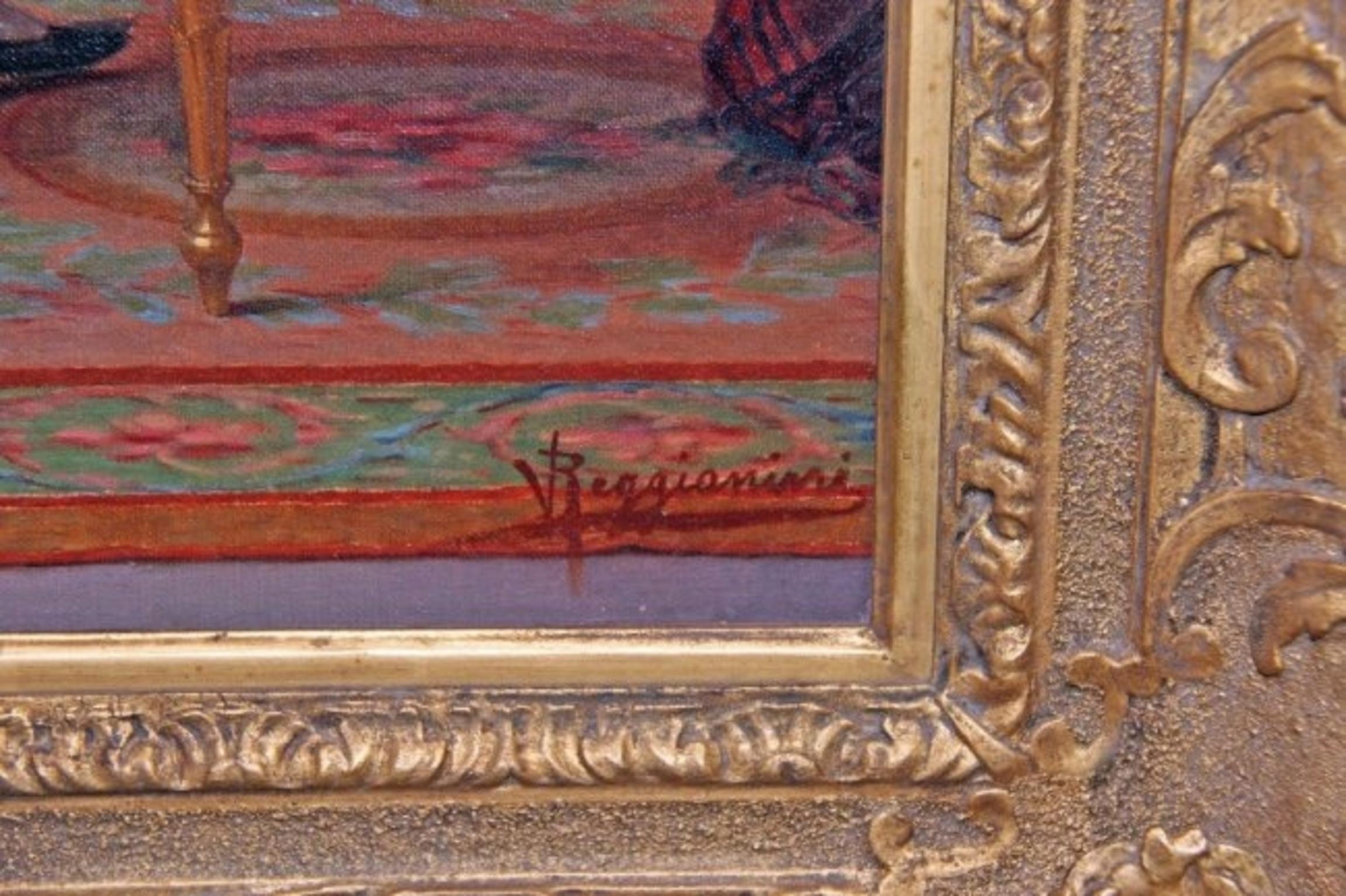 „La Romanza Preferita“ Vittorio Reggianini, signiert Öl auf Leinwand im Zustand „Gut“ im Angebot in West Palm Beach, FL