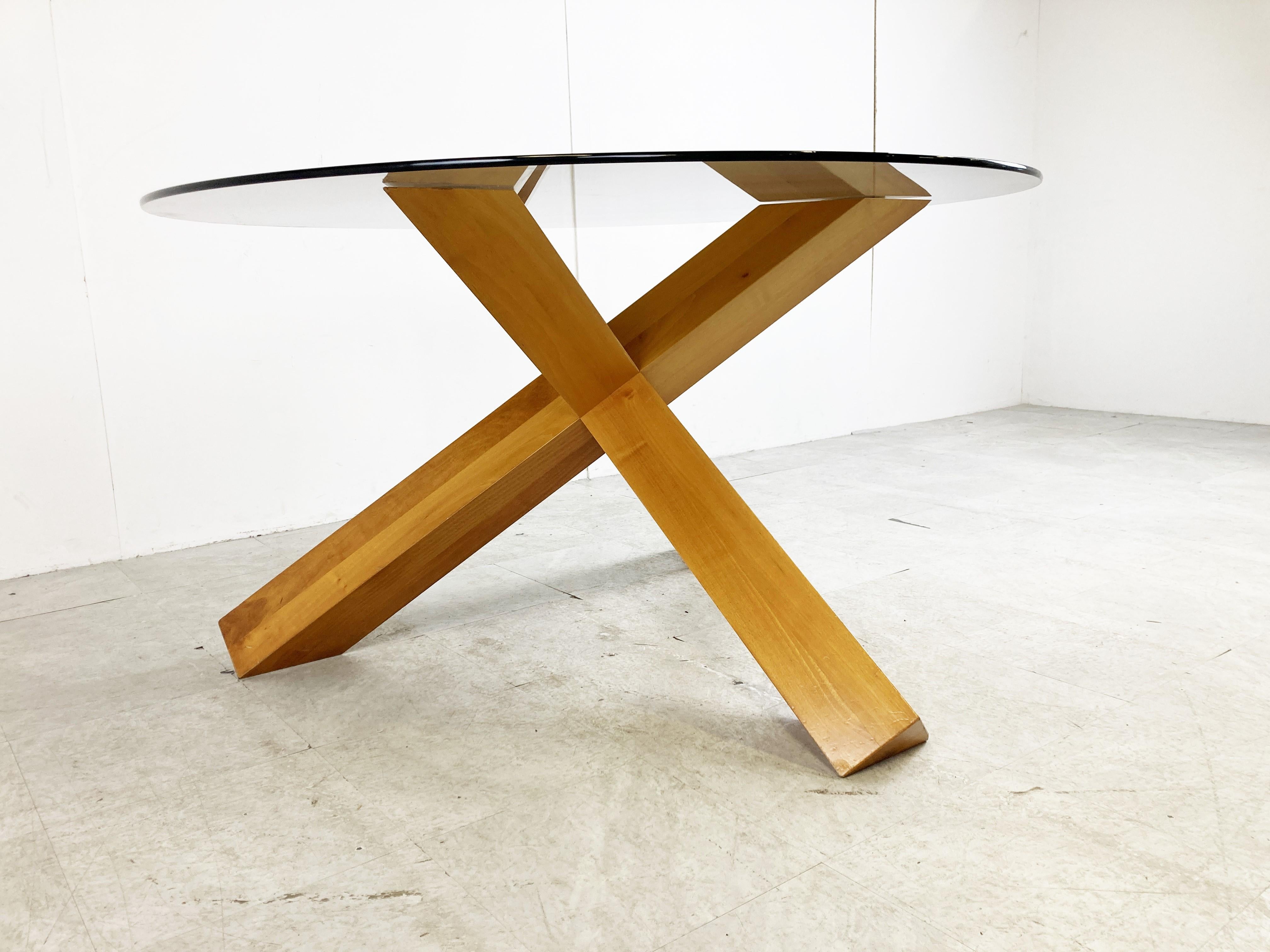 Smoked Glass La Rotonda Dining Table by Mario Bellini, 1970s For Sale